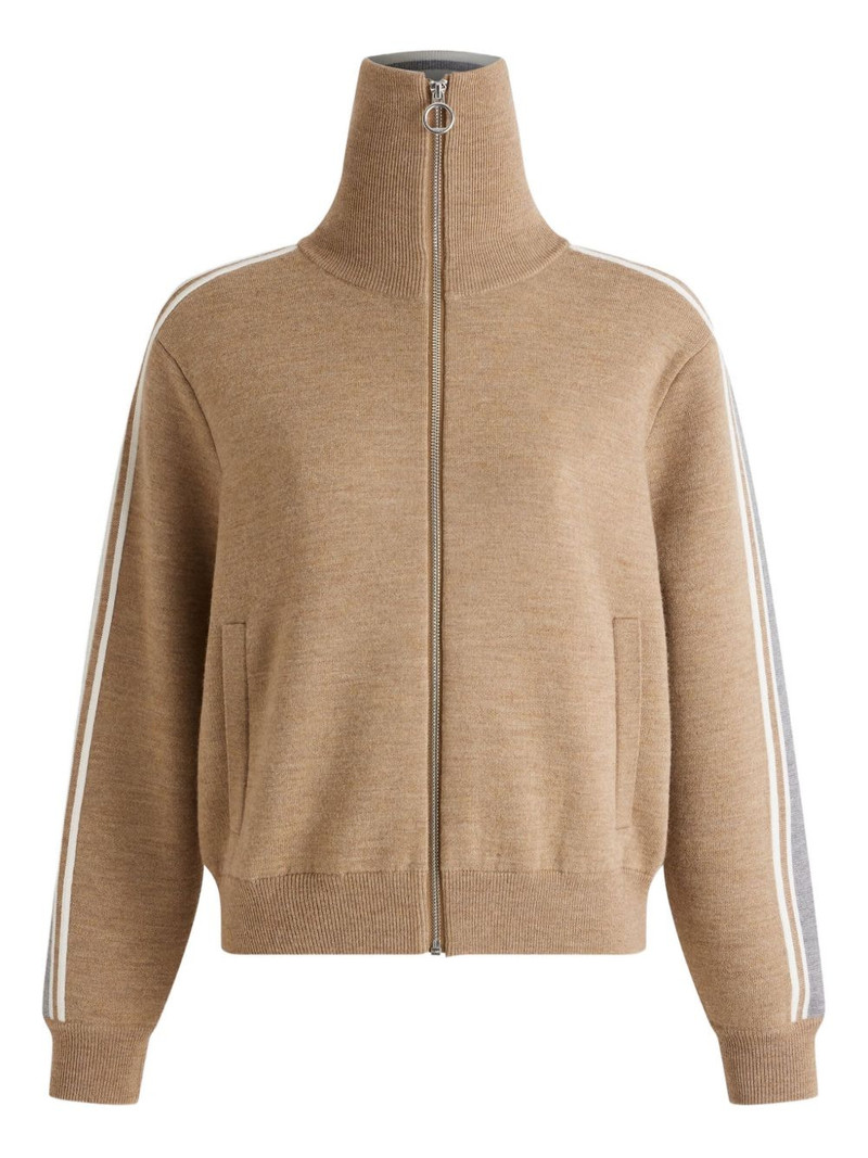 stripe-detail zip-up cardigan 1