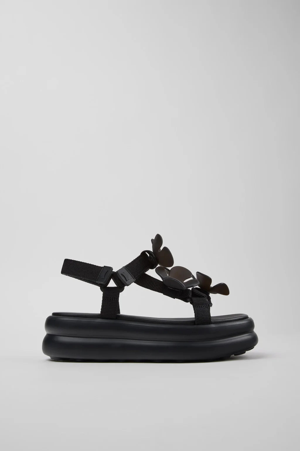 Twins Black Textile Sandals for Women. - 1
