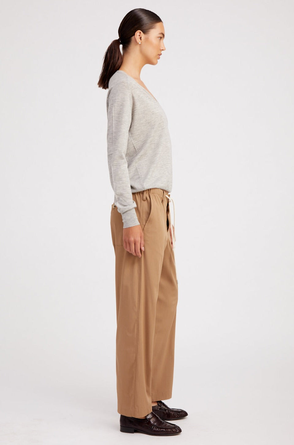 KHAKI DRAWSTRING TROUSERS - 3