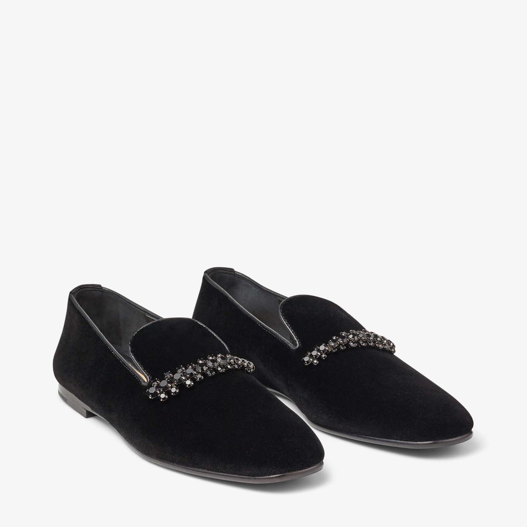 Bing Slipper Flat
Black Velvet Loafers with Crystal Embellishment - 3