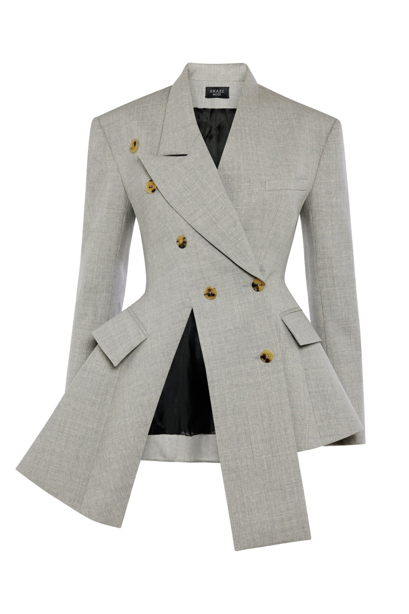 A.W.A.K.E. MODE ASYMMETRIC VOLUME-CONTRAST JACKET LIGHT GREY MELANGE outlook