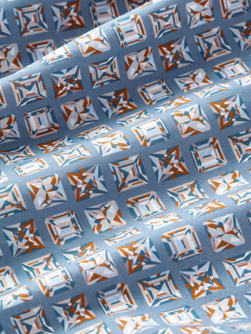 Men's Lounge Shorts Cotton Batiste Blue Multicolor Diamond Print 6