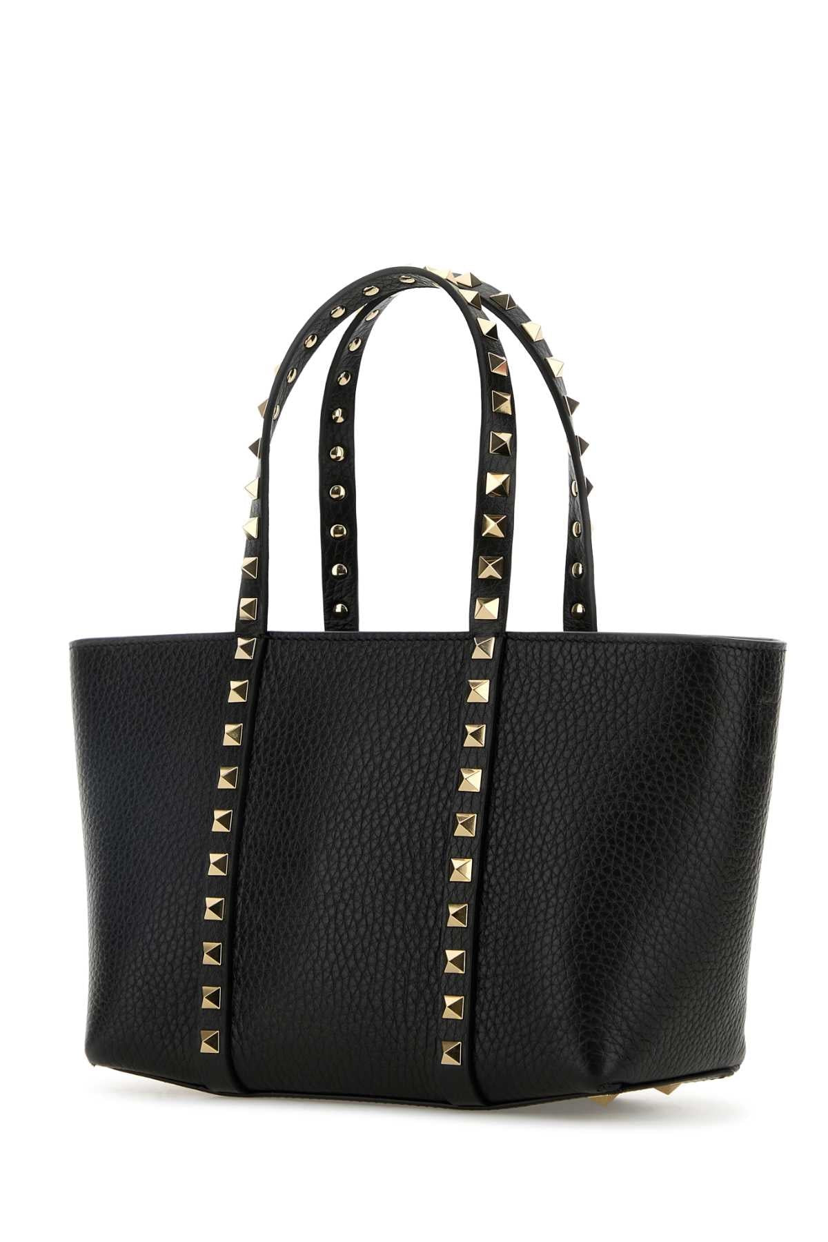 Valentino Garavani Women Black Leather Medium Rockstud Handbag - 2