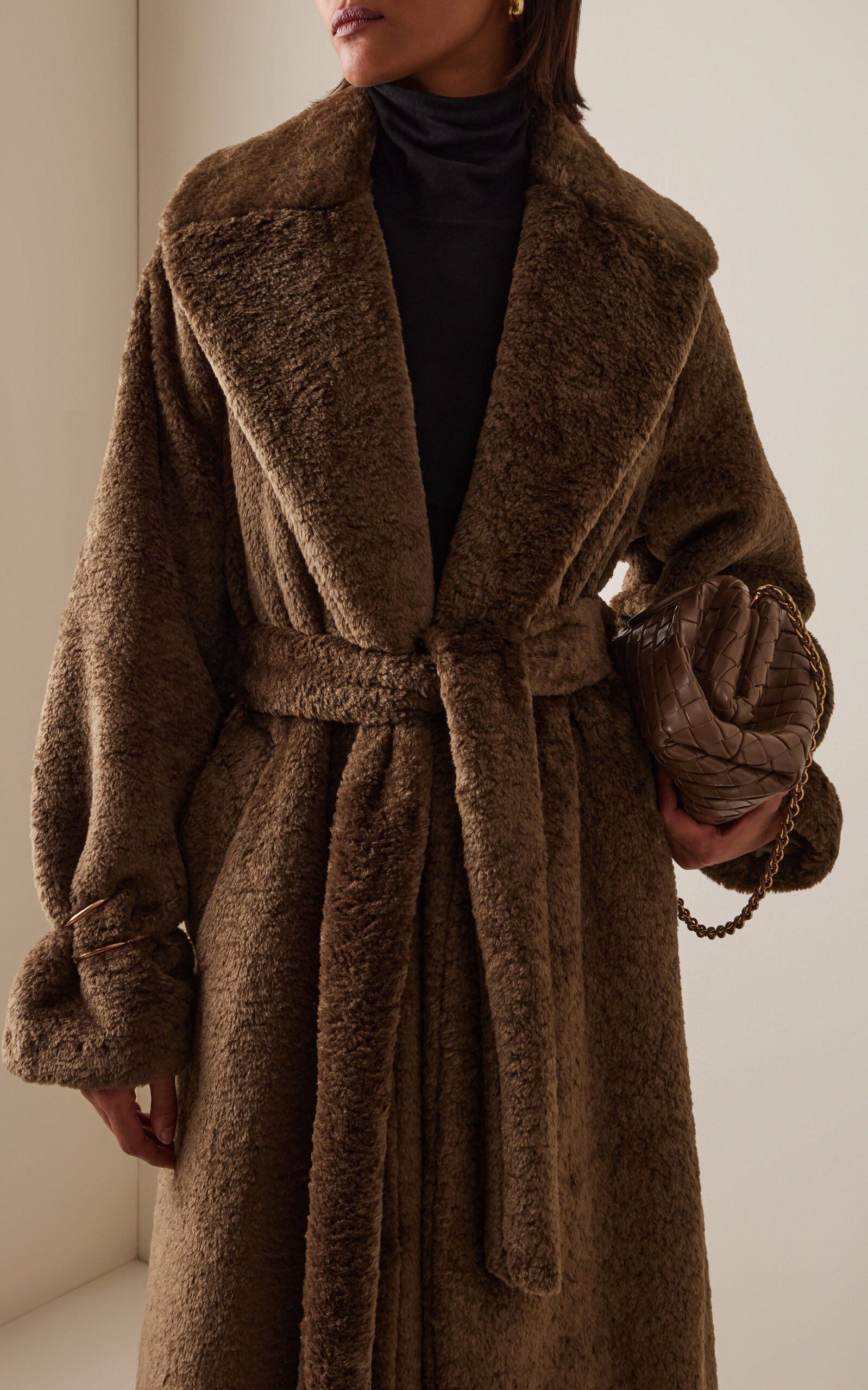 Madison Faux Fur Trench Coat green - 2