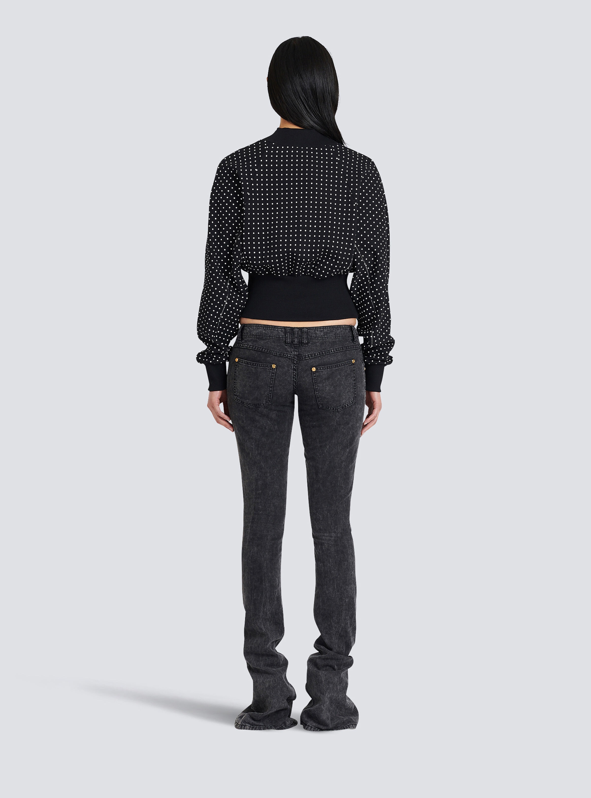 Cotton sweatshirt with printed dots and Balmain logo - 4