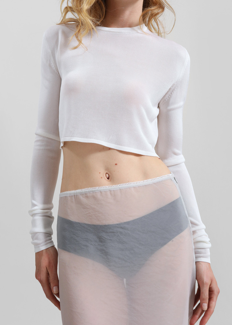 Kazel Cropped Thin Knit Top - White 3