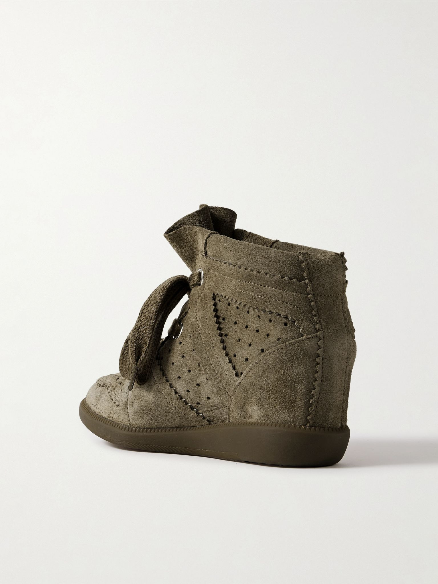 Bobby perforated suede wedge sneakers Taupe - 3