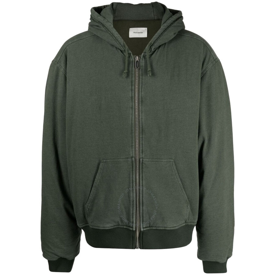 Holzweiler Men's Dark Green Loken Padded Zip Hoodie - 1