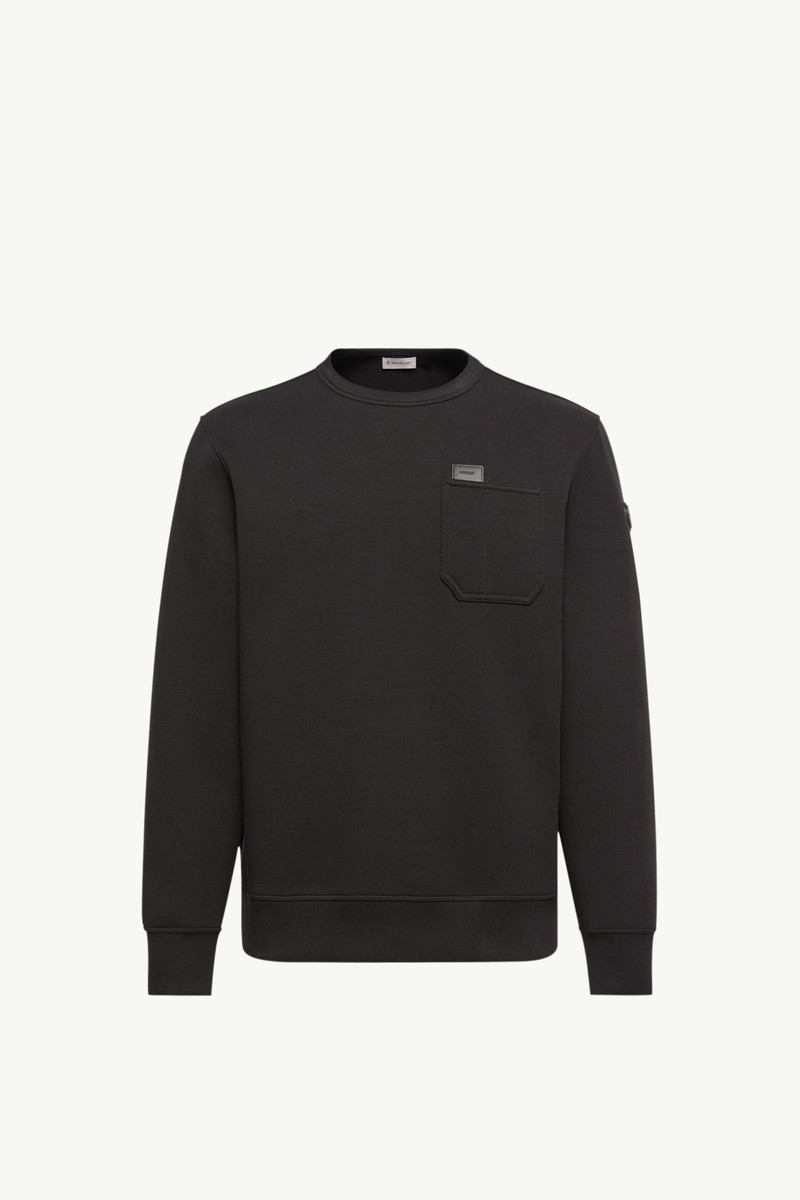 Leather Logo Tag Cotton Blend Sweatshirt 1