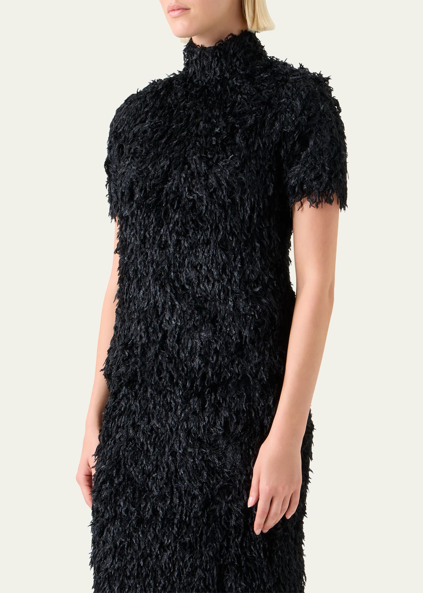 Faux-Feather Fringe Short Sleeve Blouse - 4