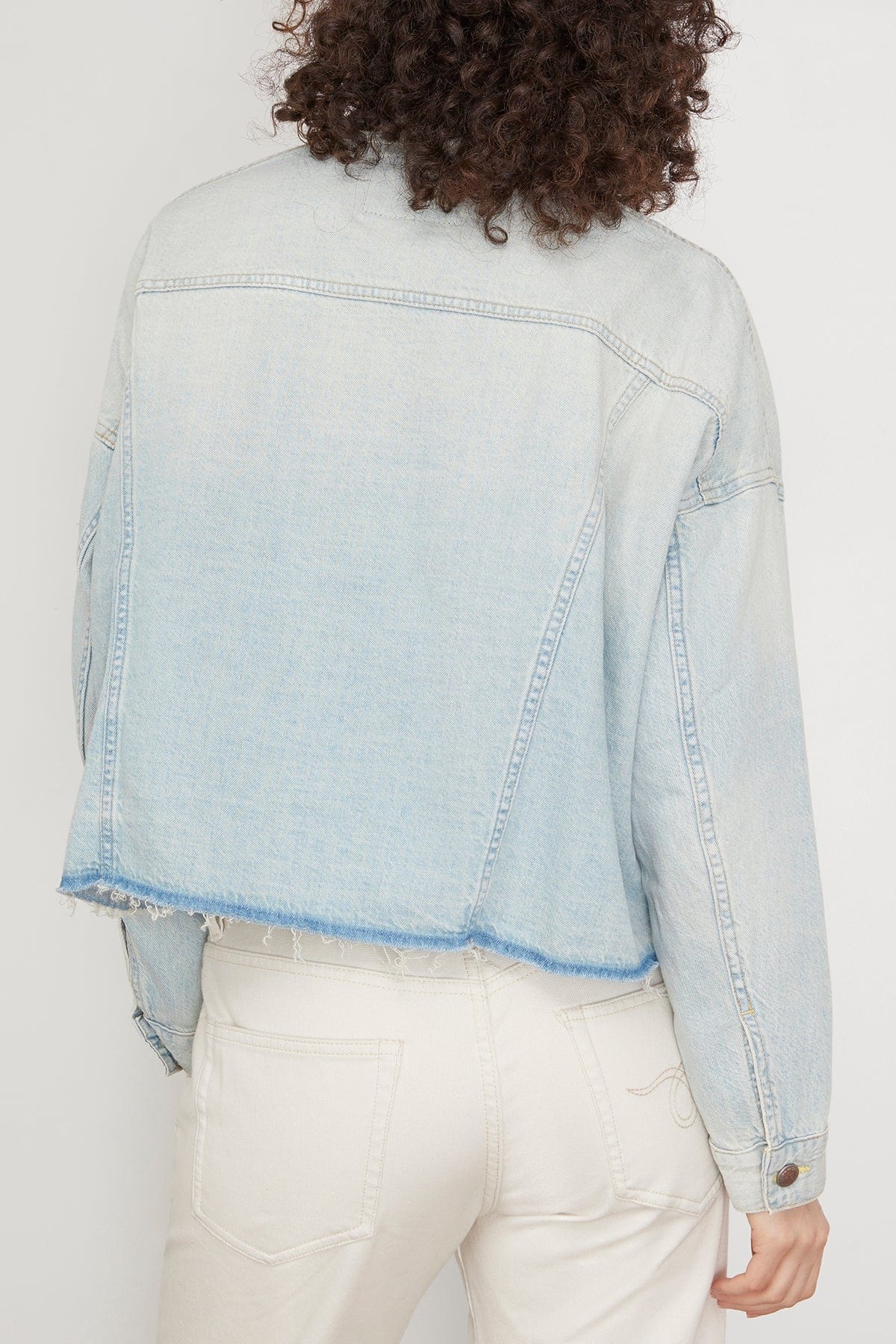 Oversized Cut-Off Trucker Jacket in Lennon Blue - 4