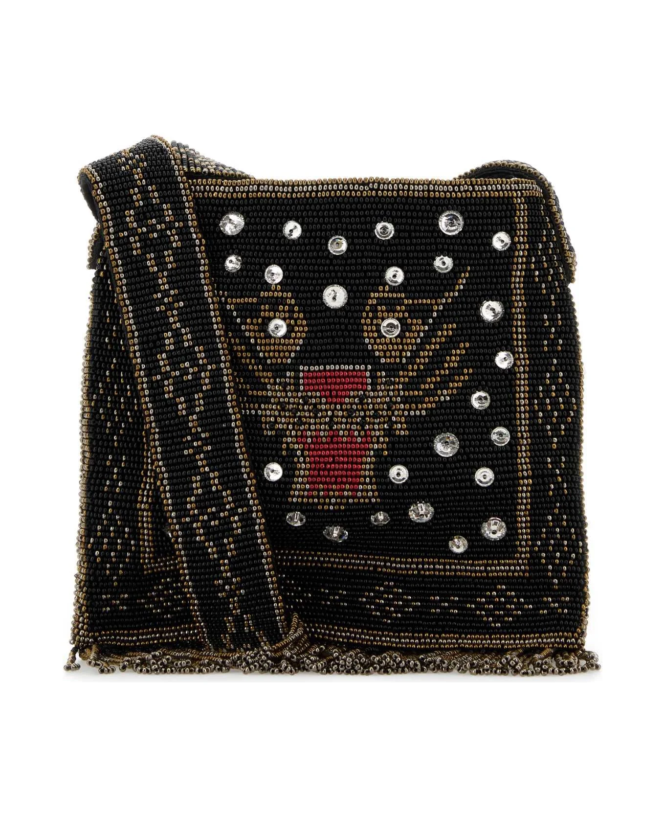 Embellished Fabric Crossbody Bag - 1