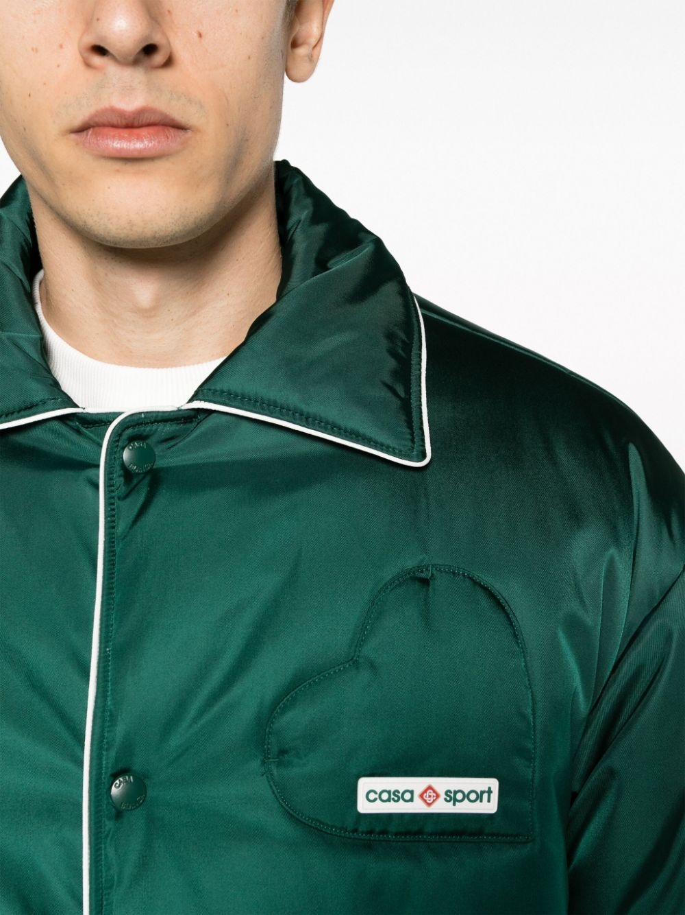 logo-patch padded satin jacket - 5