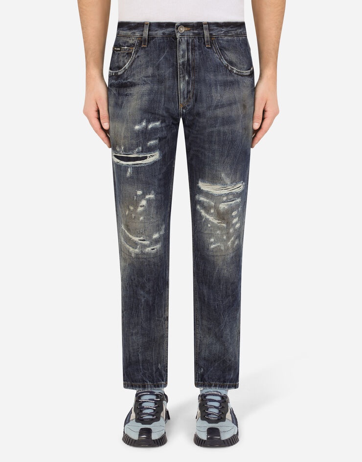 Loose jeans with mud-effect detailing - 1