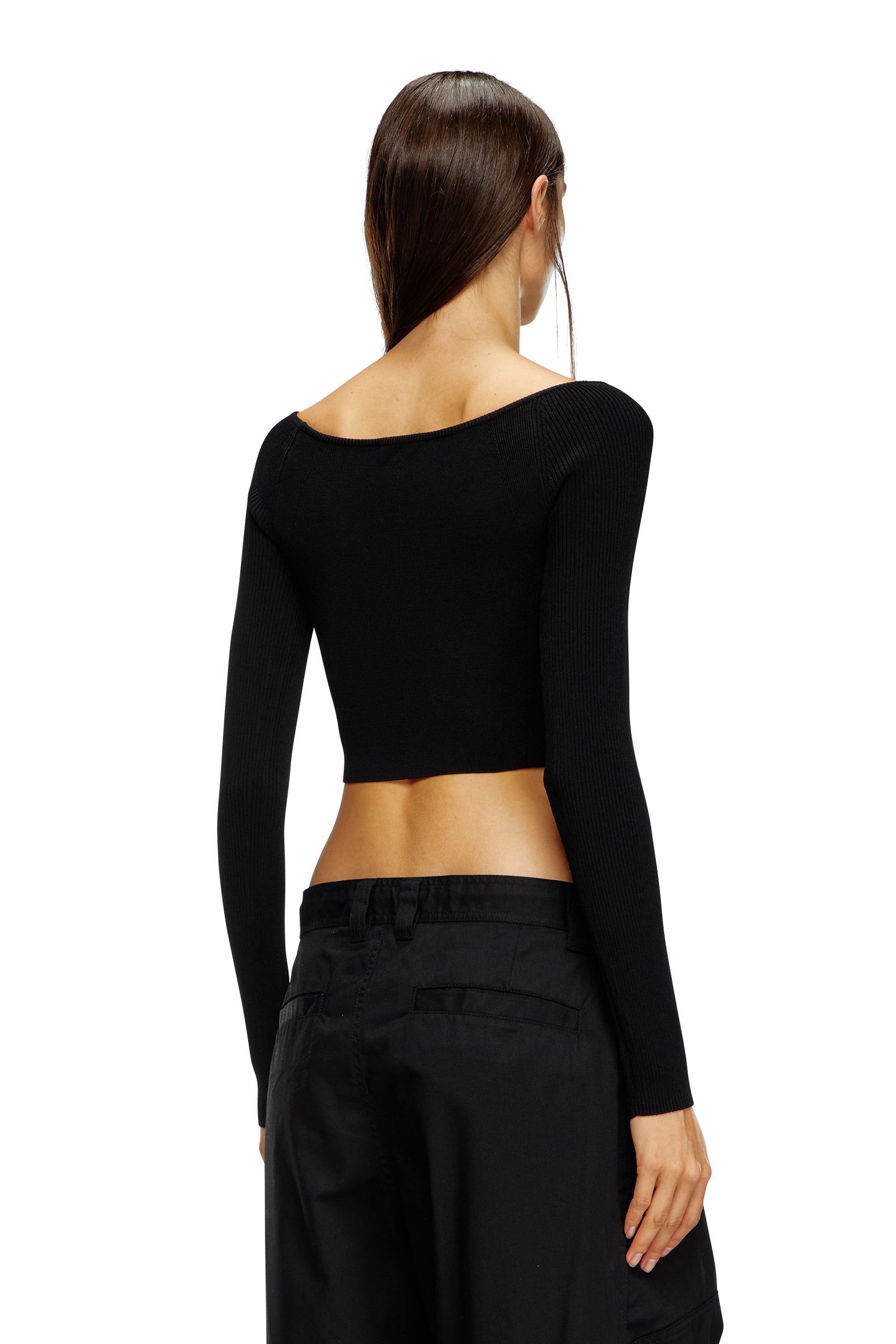 Tシャツ・カットソー DIESEL M-VERA-LS CROP TOP Women's Off-the-shoulder top in ribbed knit | Multicolor