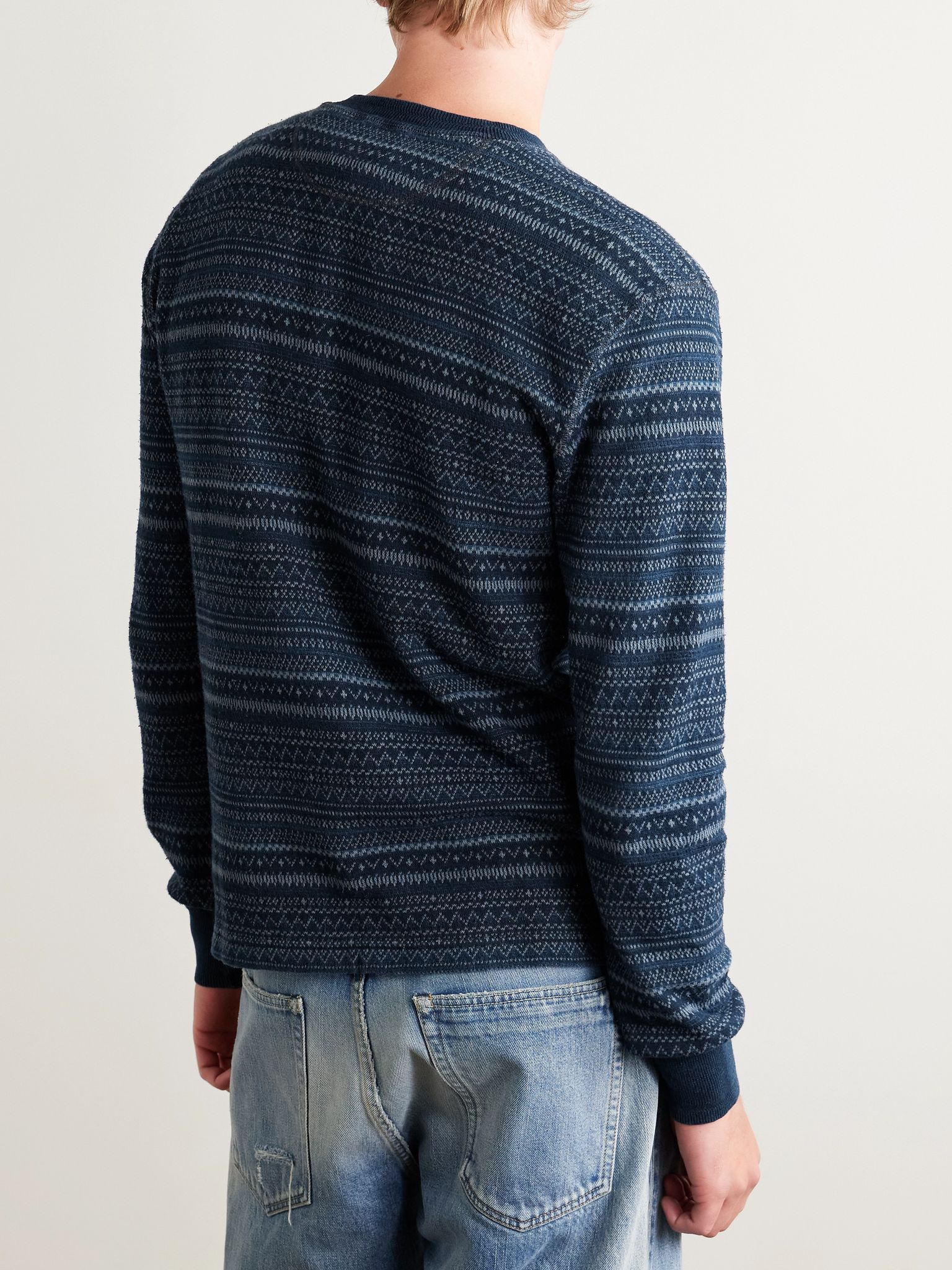 Jack Fair Isle Cotton Sweater Blue - 4