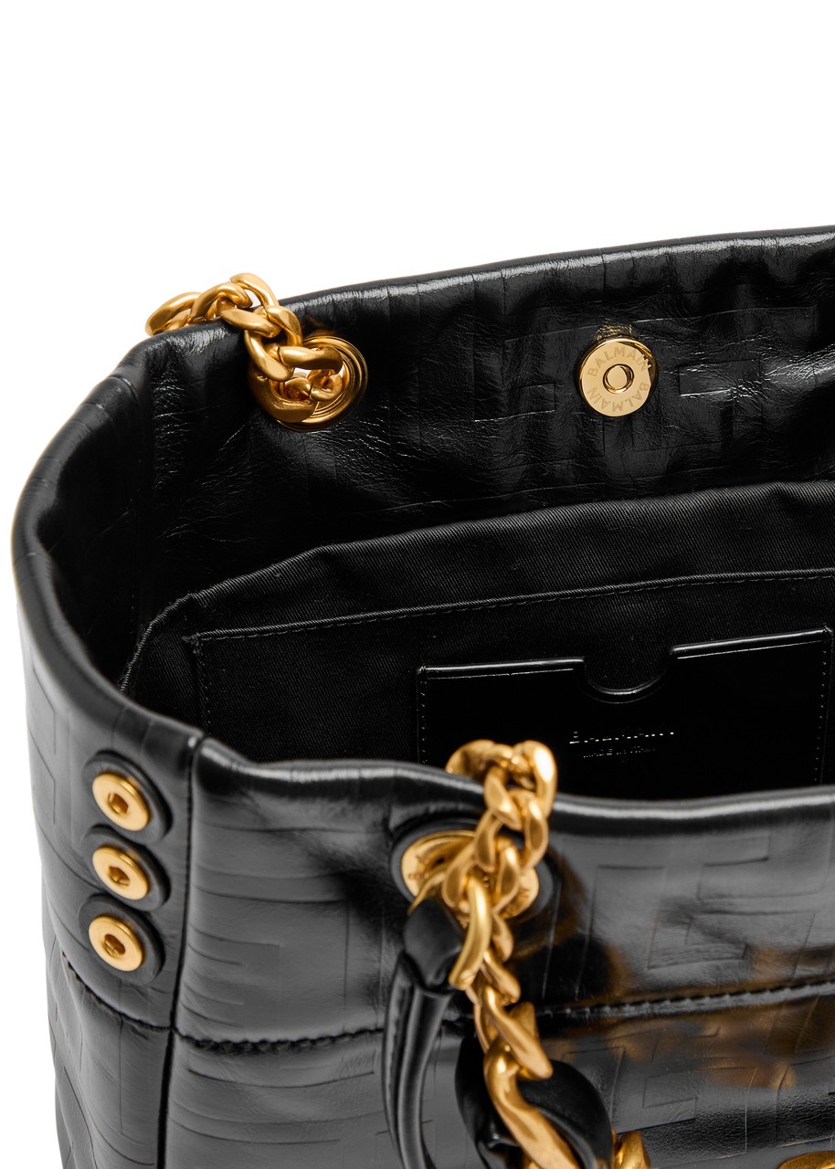 Balmain 1945 Small Glossed Leather Tote - 4