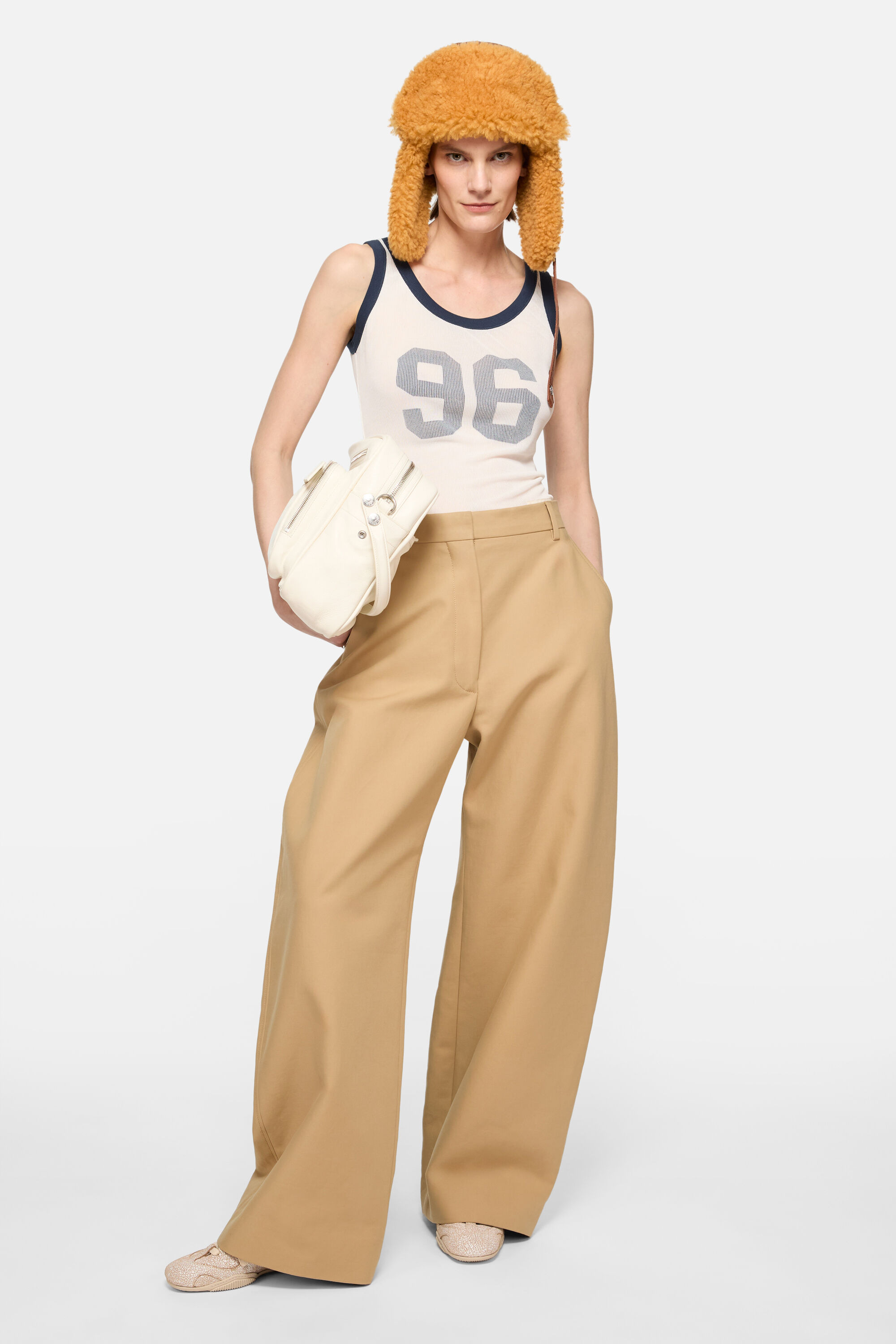 Tailored satin trousers - Beige - 2