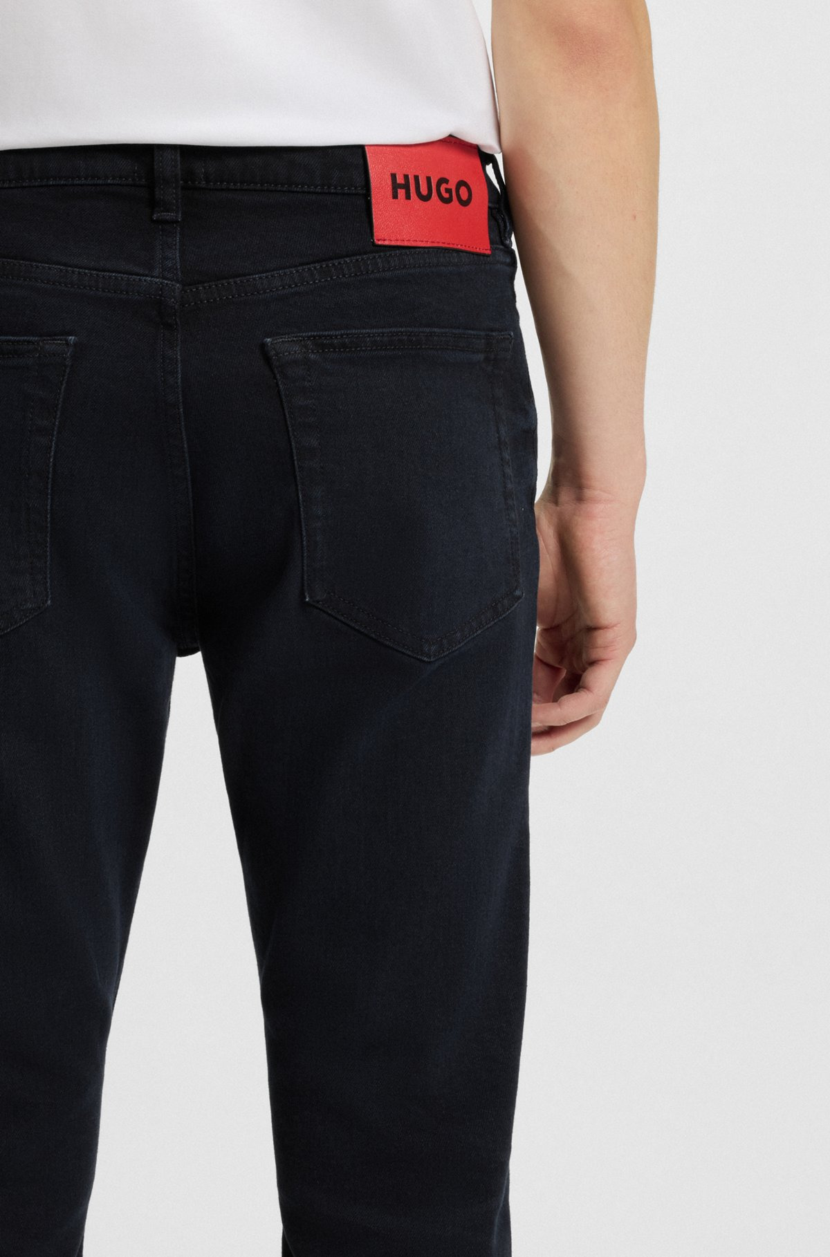 EXTRA-SLIM-FIT JEANS IN BLUE-BLACK STRETCH DENIM - 5