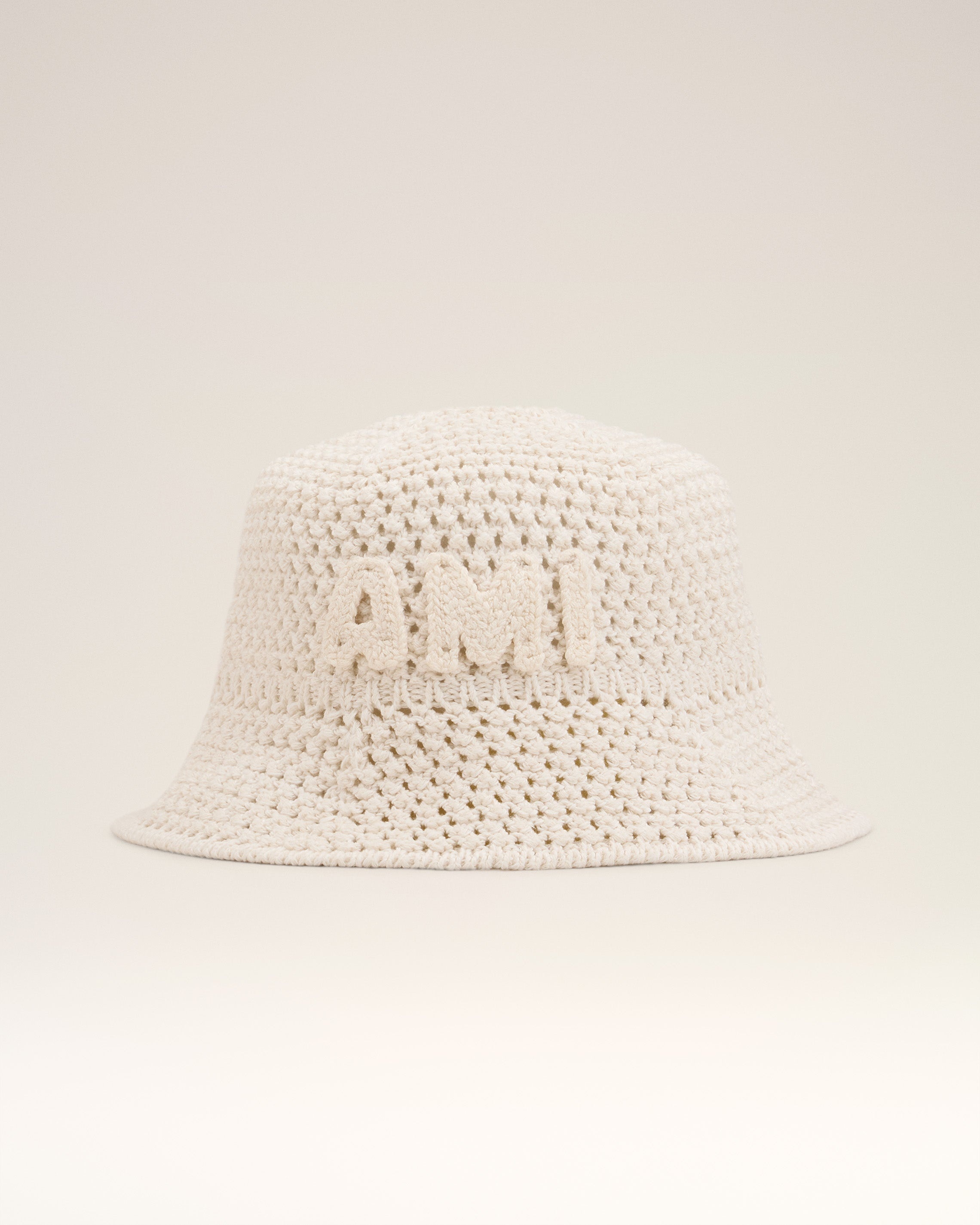 BEIGE KNIT AMI PATCH BUCKET HAT - 4