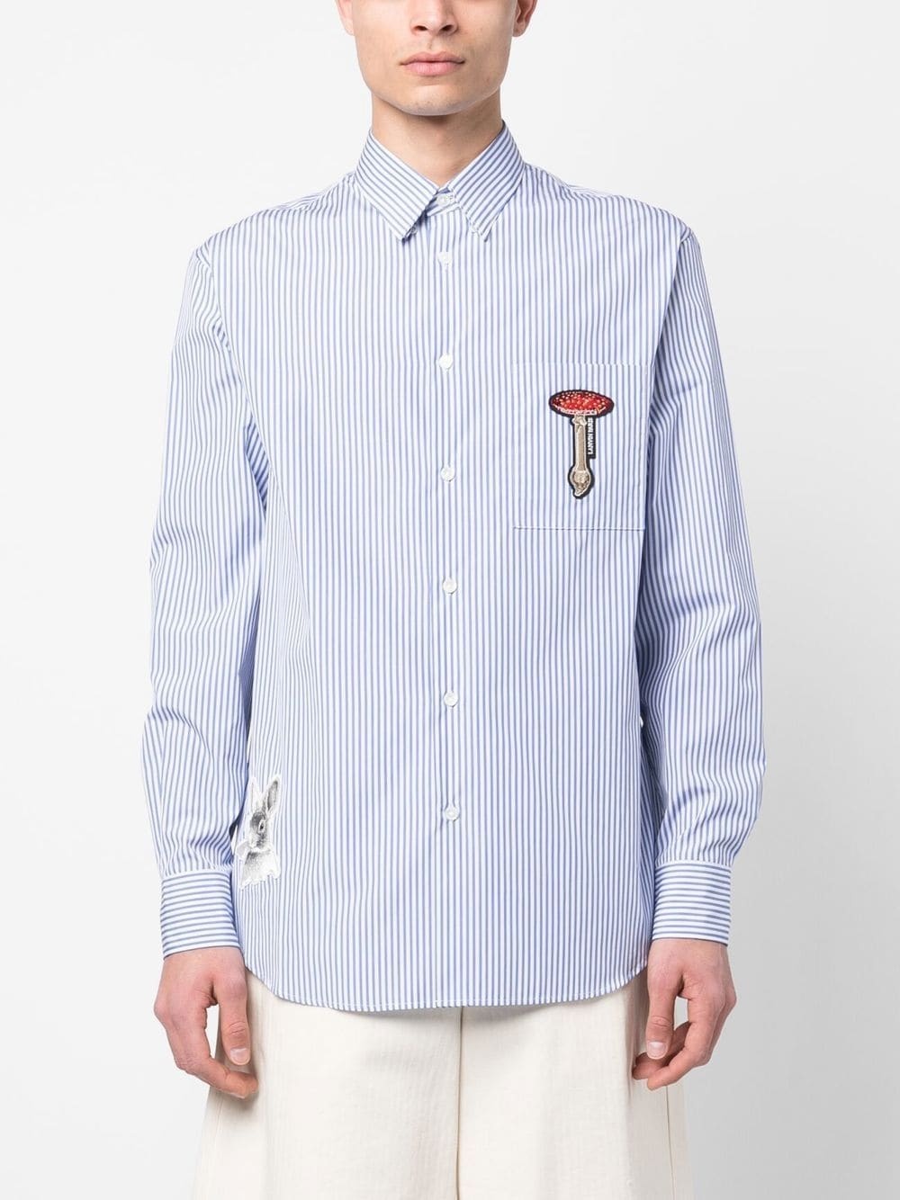 patch-detail striped shirt - 3