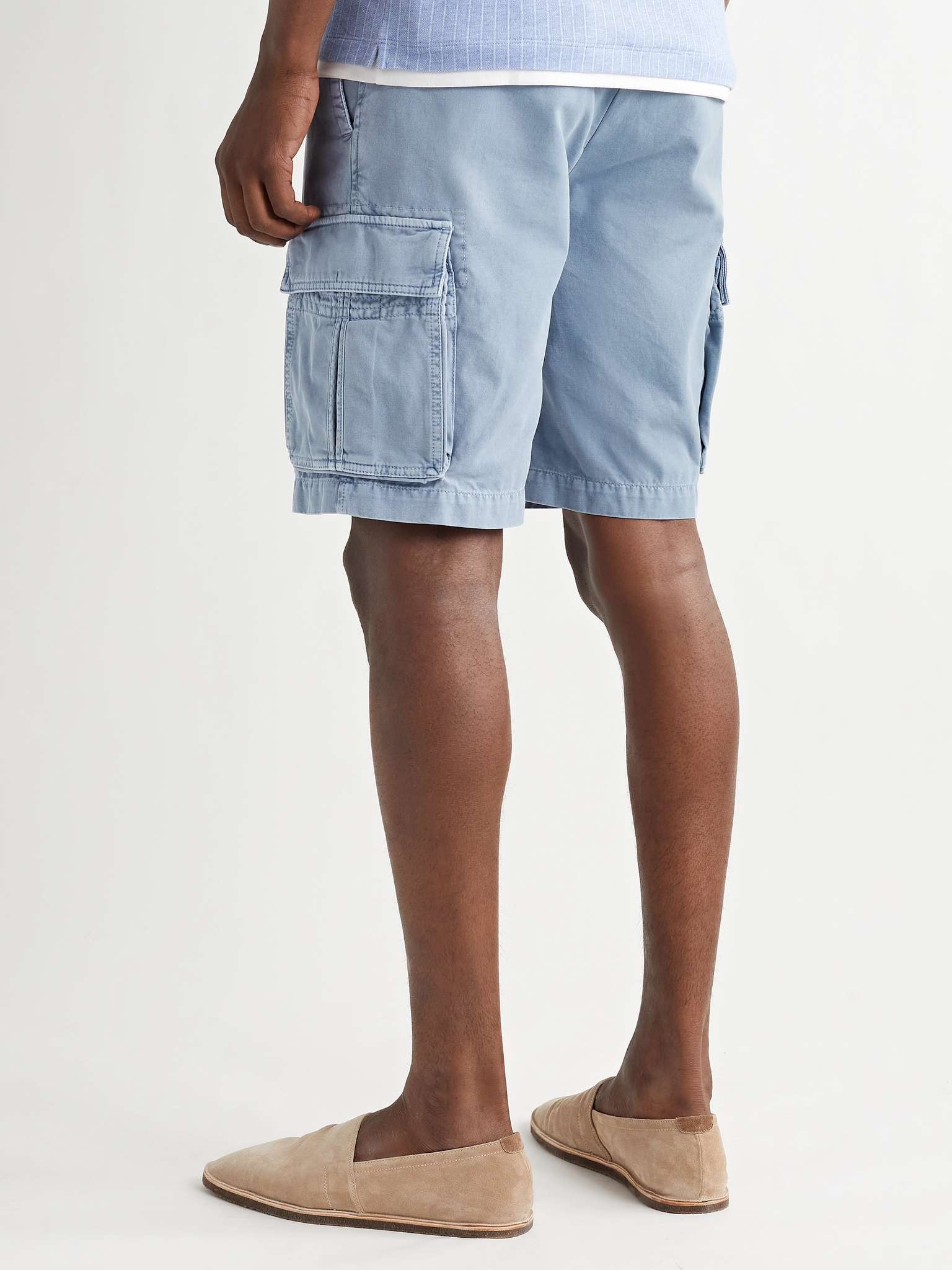 Garment-Dyed Cotton-Twill Drawstring Cargo Shorts - 4