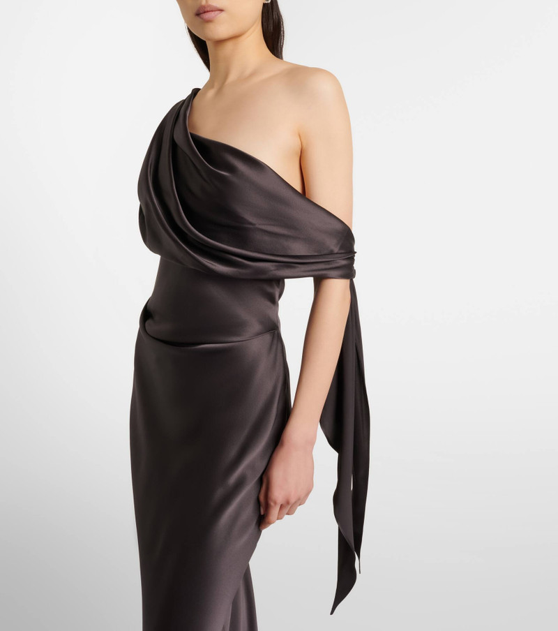 Draped one-shoulder silk satin gown 4