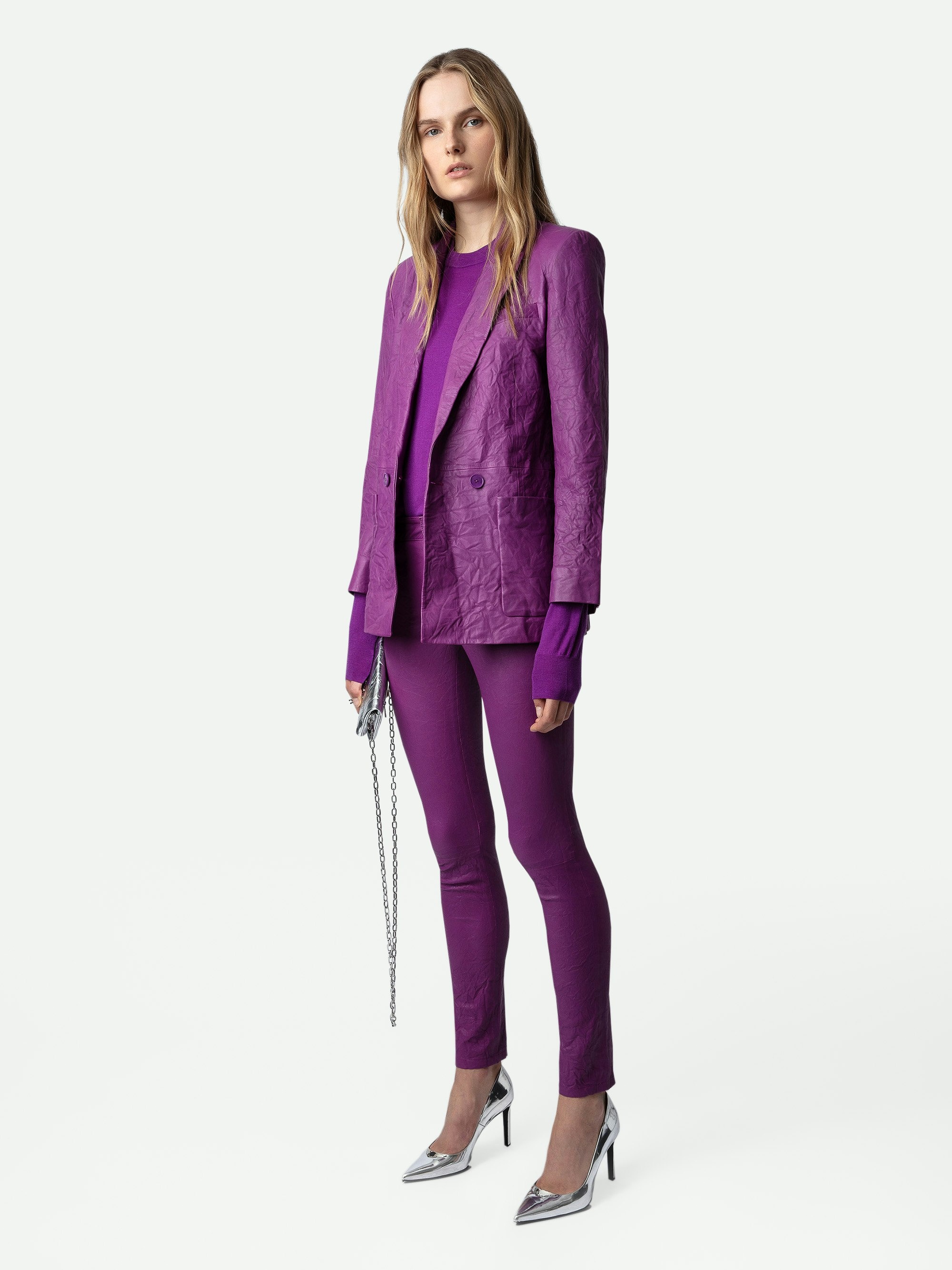 Phlame Crinkled Leather Pants - 5