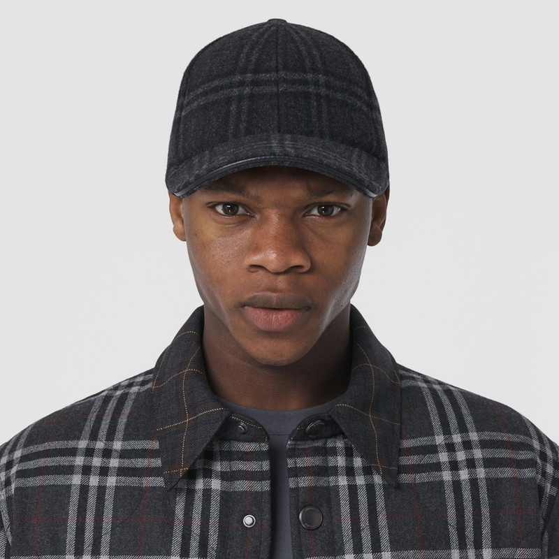 Check Wool Cashmere Baseball Cap 4