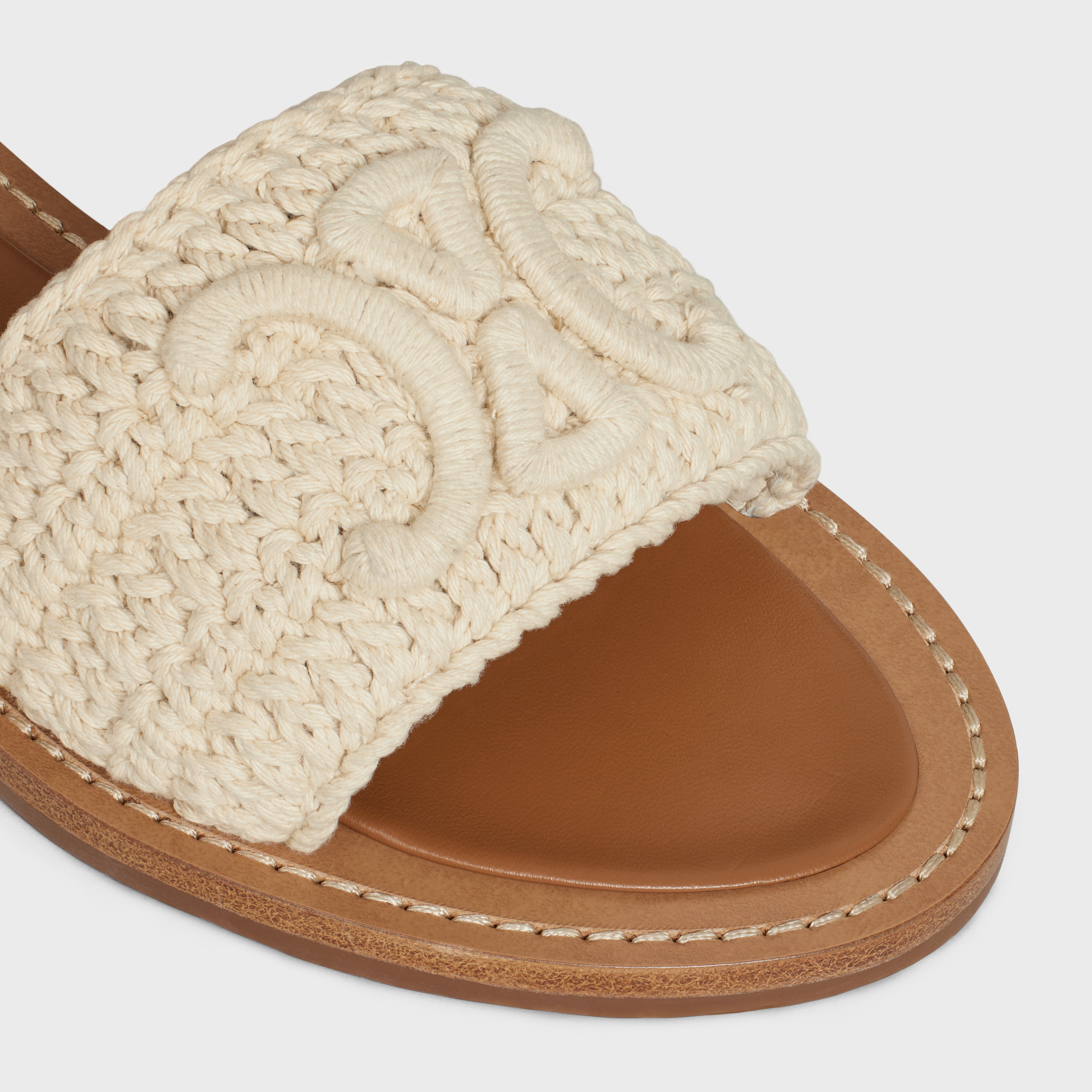 CELINE LYMPIA SANDAL in TRIOMPHE MACCRAMÉ COTTON & CALFSKIN - 4