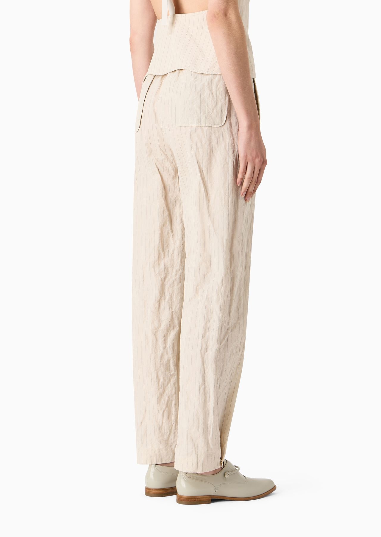 Straight trousers in pinstriped cotton and linen - 3