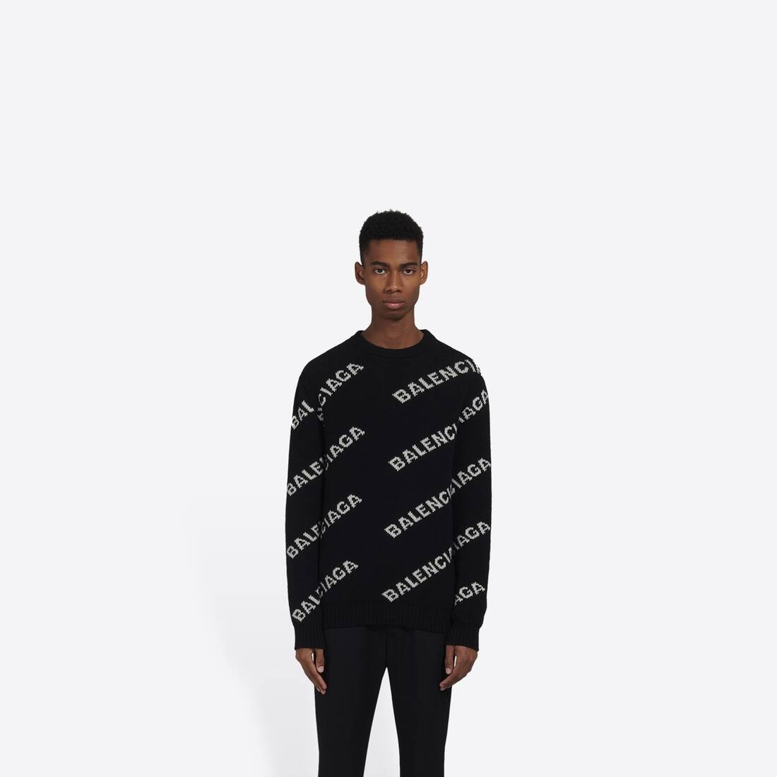 Men's Allover Logo Sweater in Black - 3