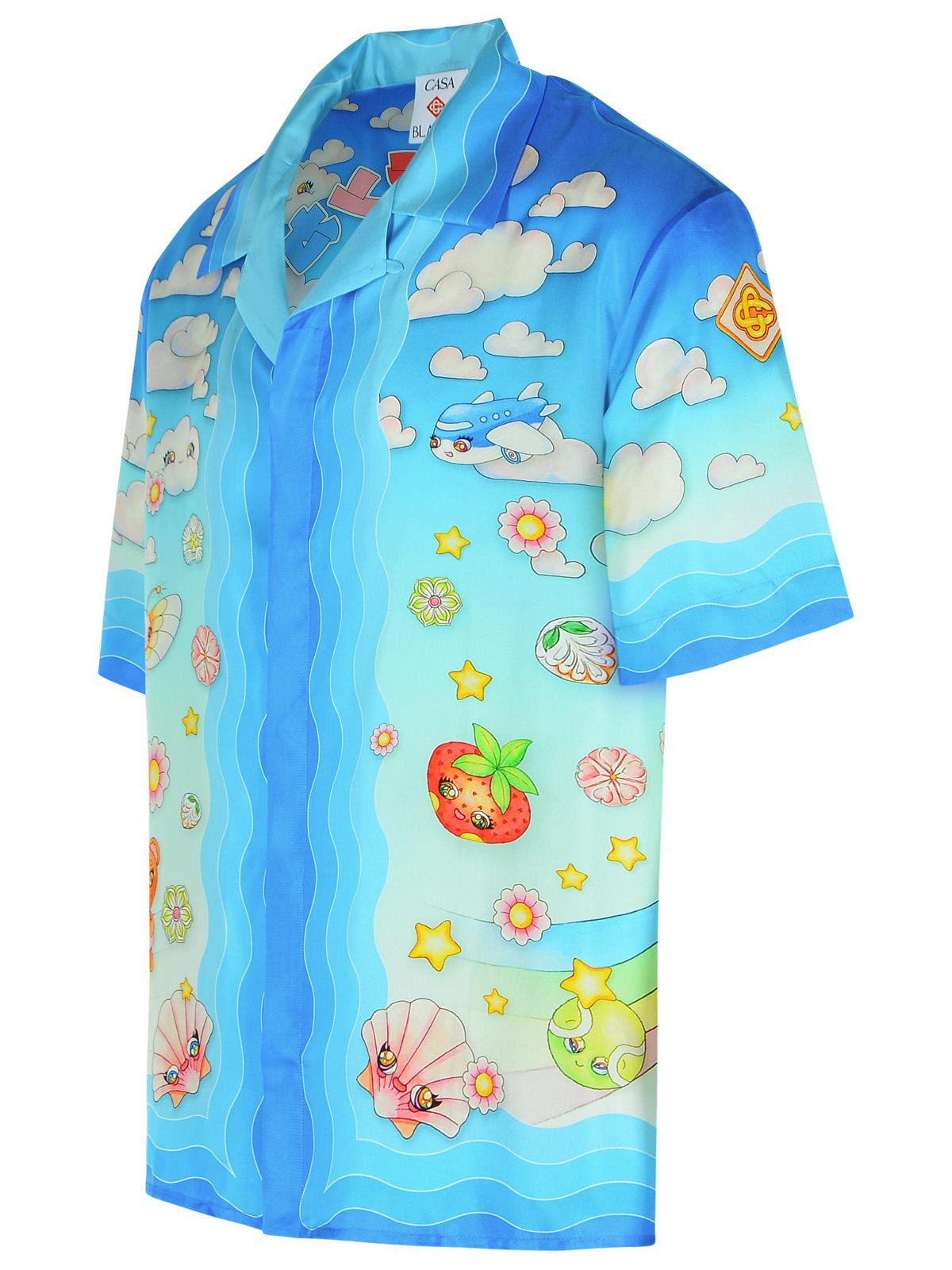 Casablanca 'Kawaii' Light Blue Silk Shirt Men - 2