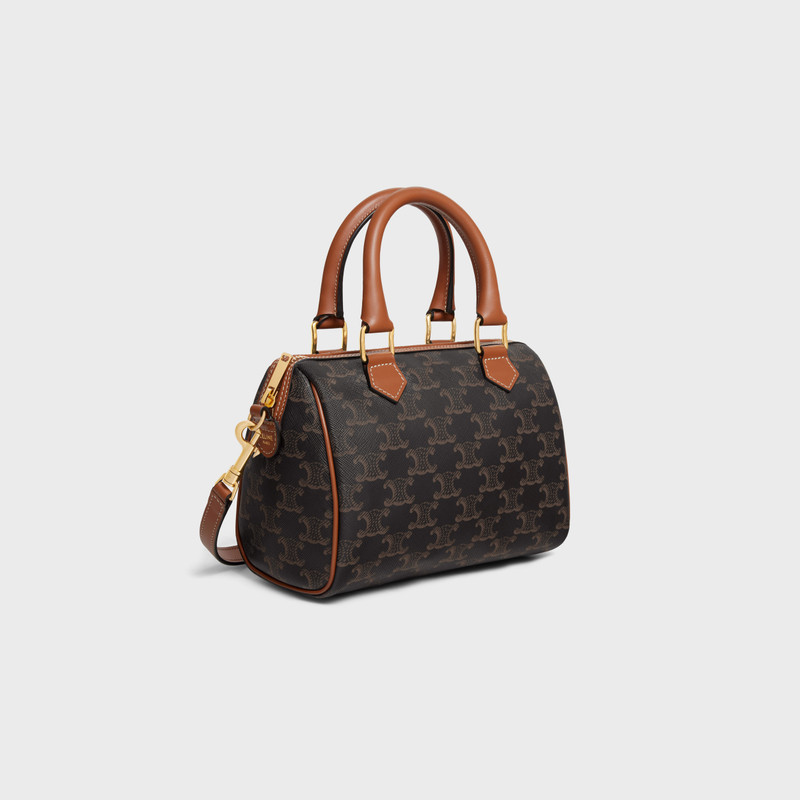 CELINE SMALL BOSTON in Triomphe Canvas and calfskin outlook
