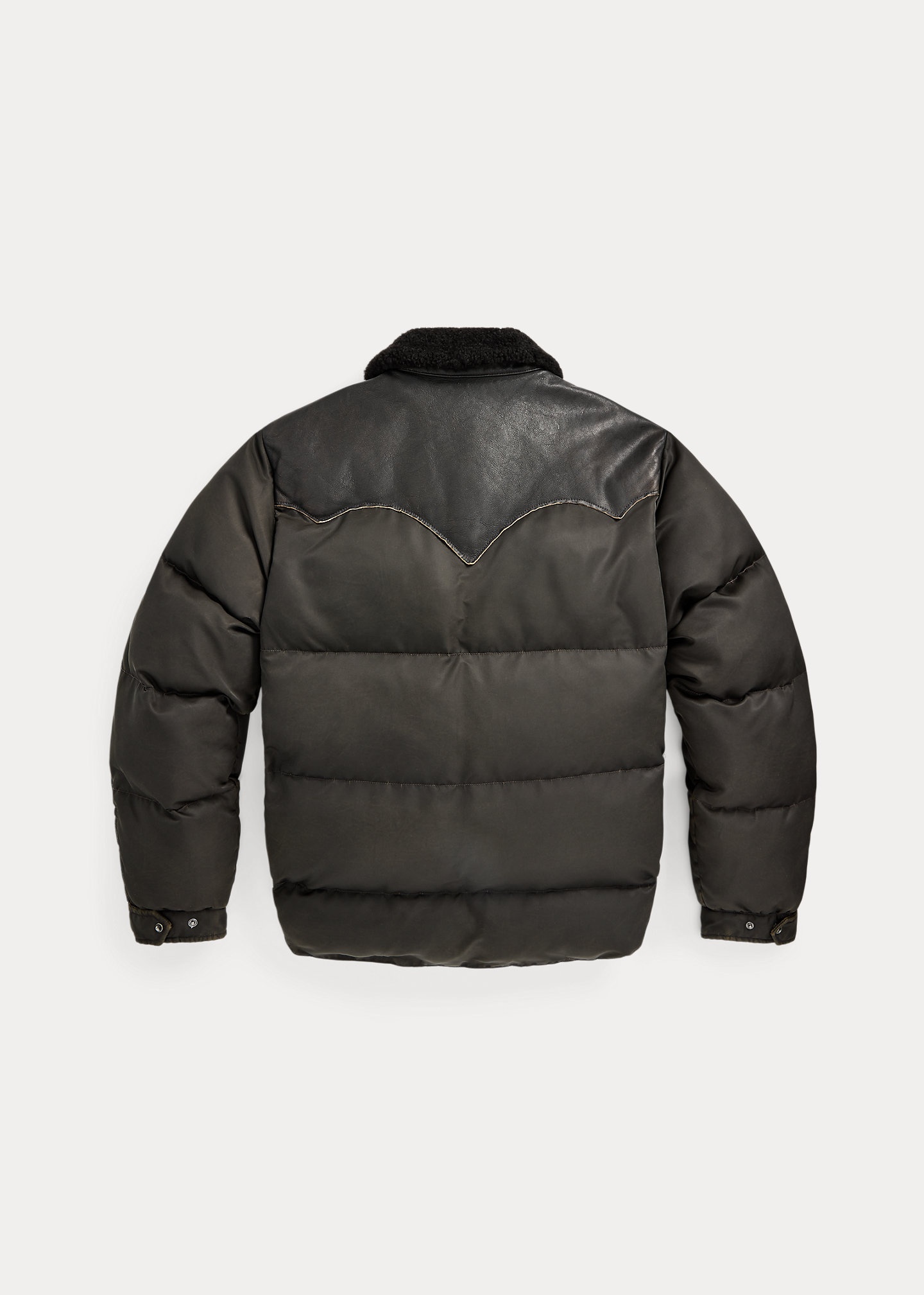 Shearling-Collar Leather-Yoke Jacket - 2