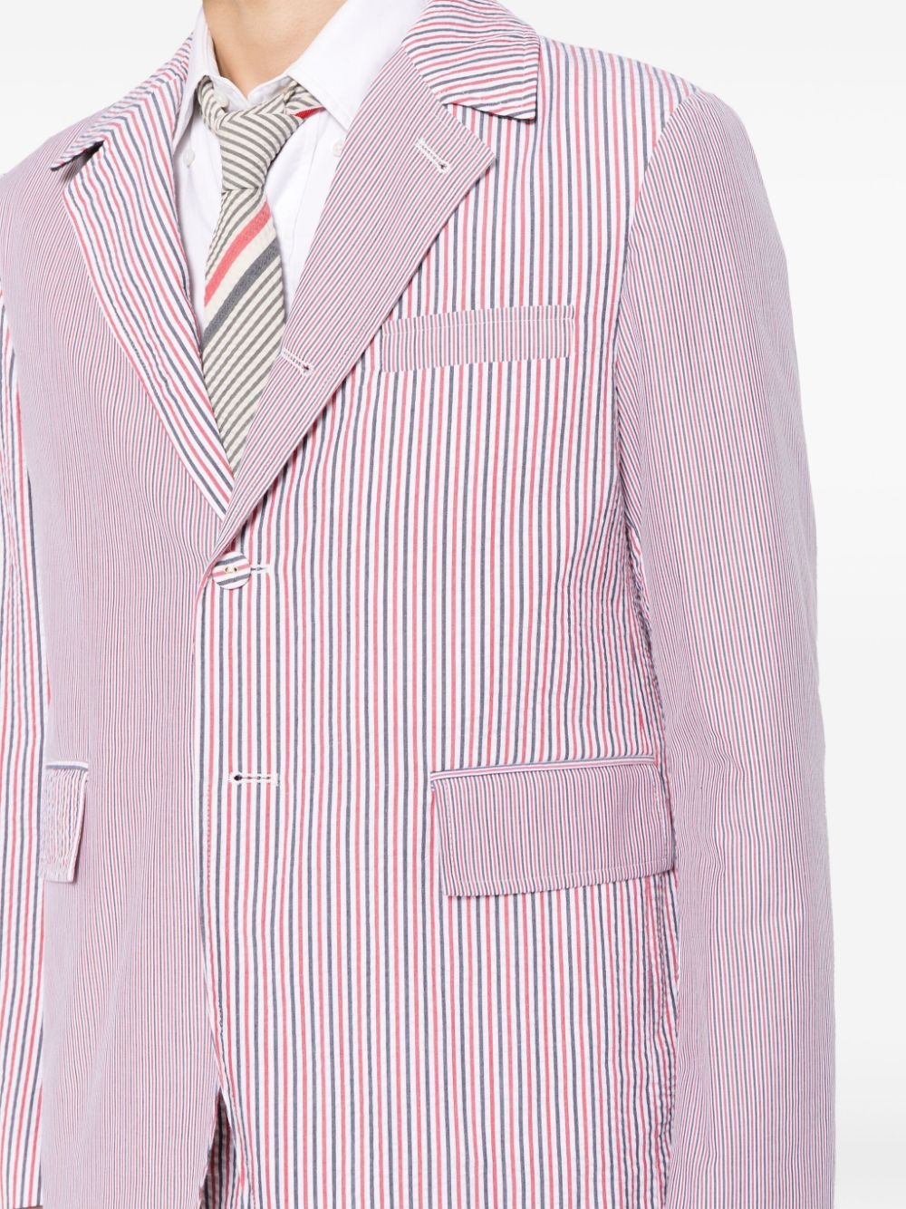 striped single-breasted blazer - 5