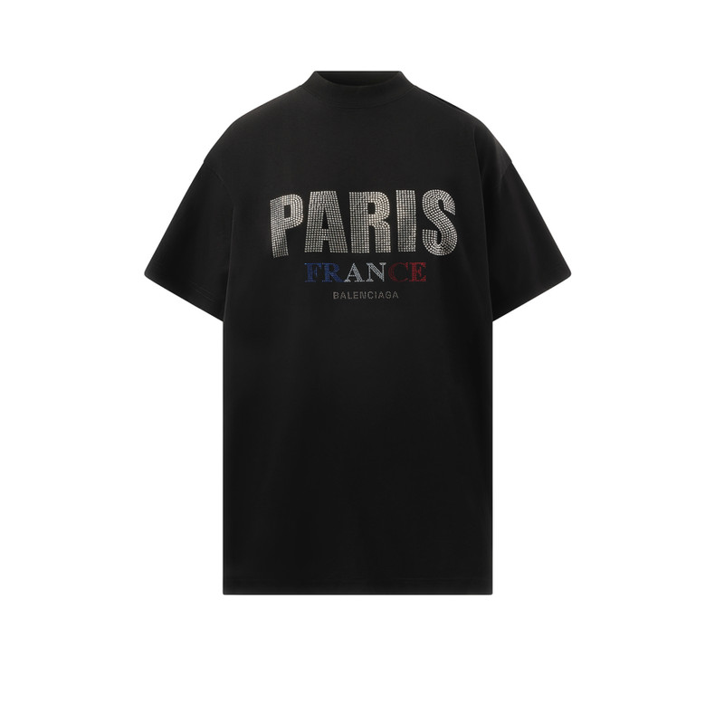 BALENCIAGA Paris Strass Oversized T-Shirt in Black outlook