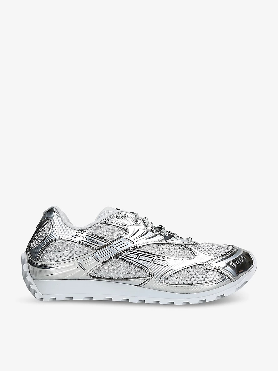 Orbit metallic-panel net-covered low-top trainers - 1