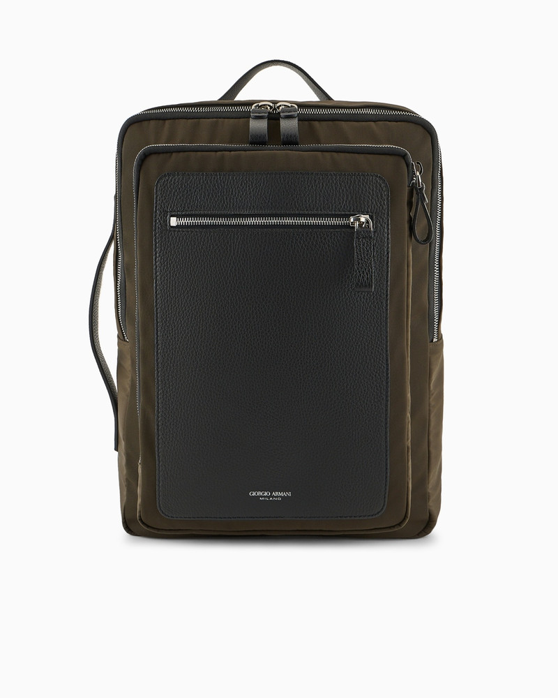 ASV NYLON AND PEBBLED-LEATHER BACKPACK 1