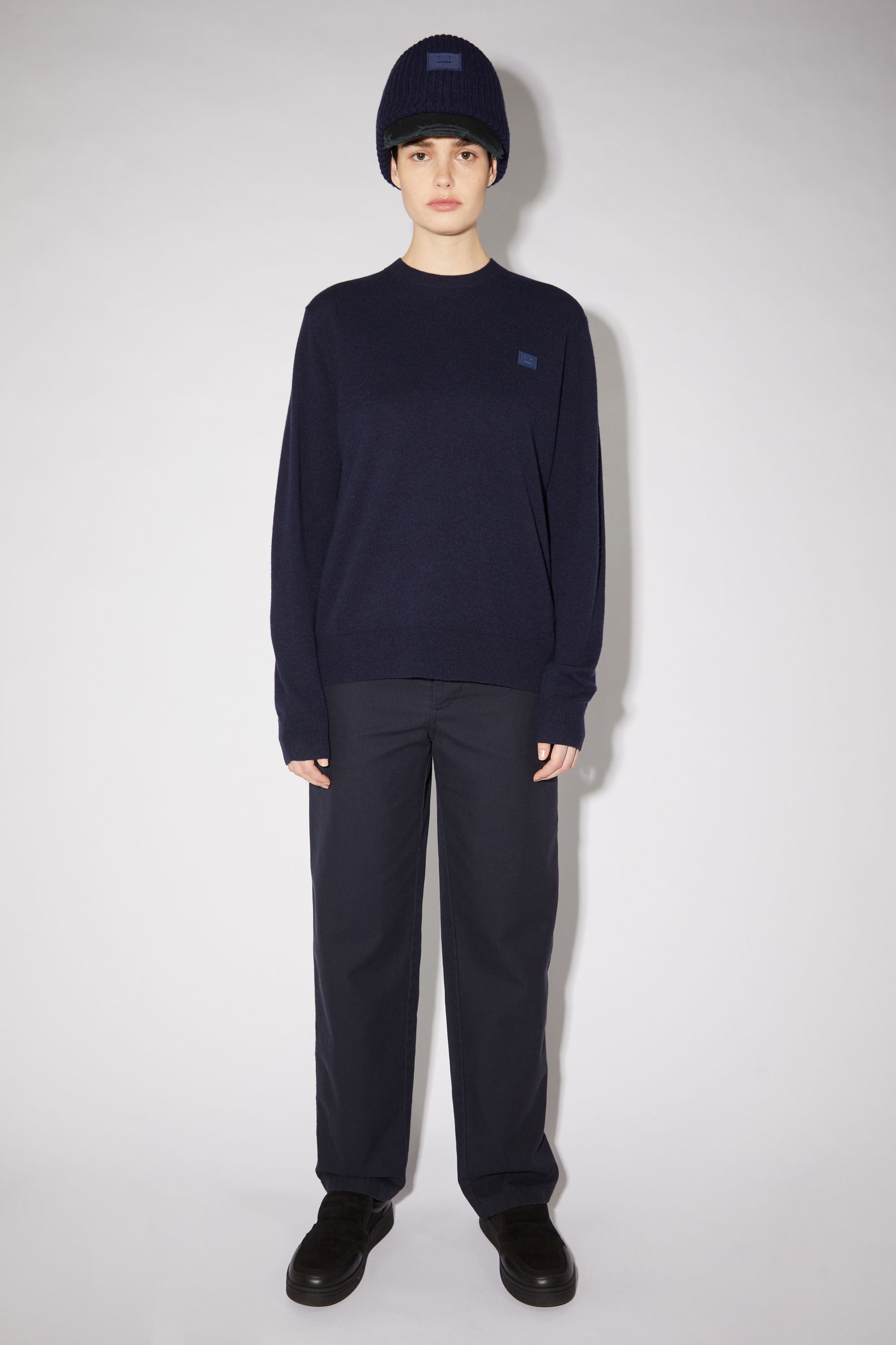 Wool crew neck sweater - Navy - 2