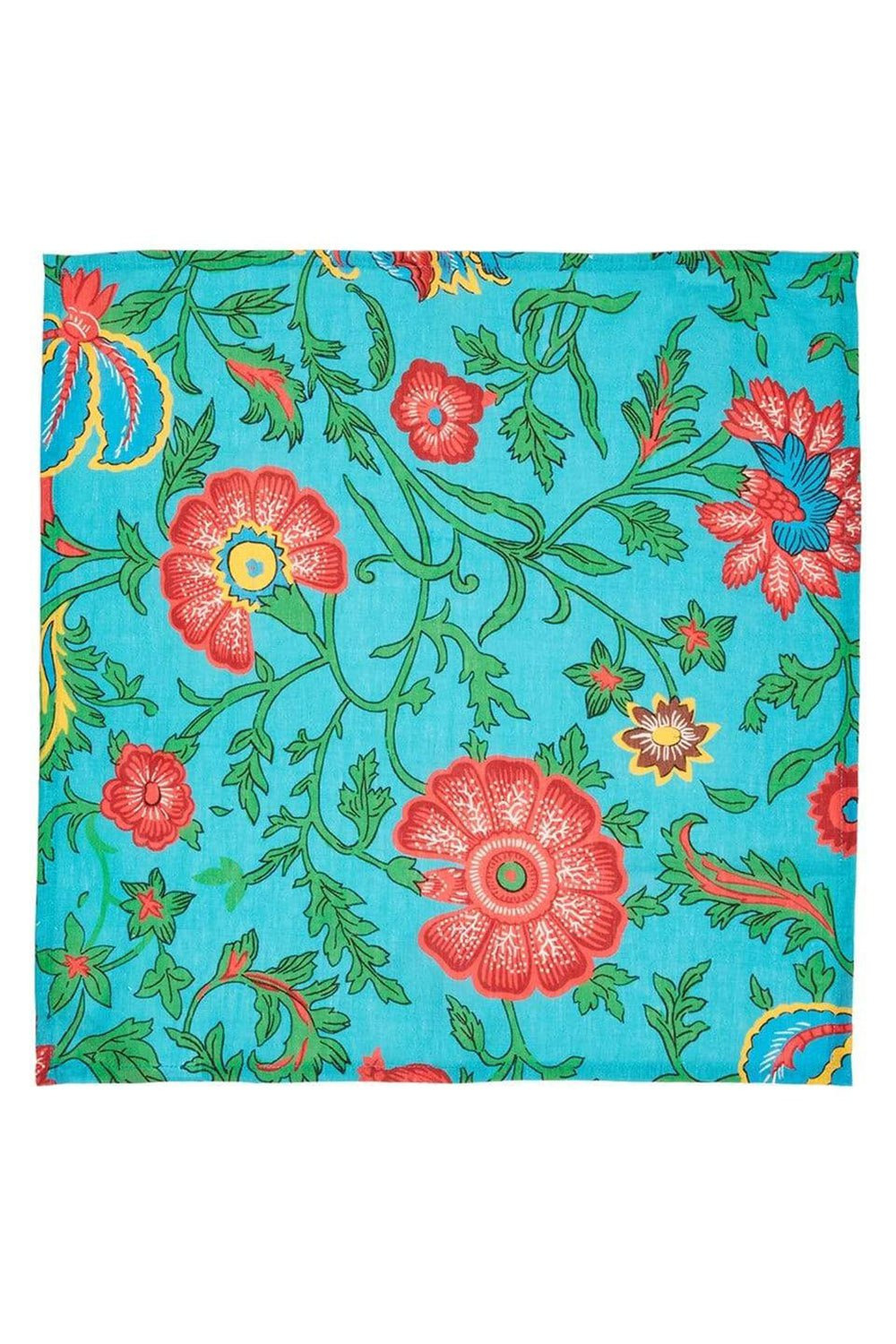 Large Napkins Set Of 6 - Dragon Flower Turchese - 3