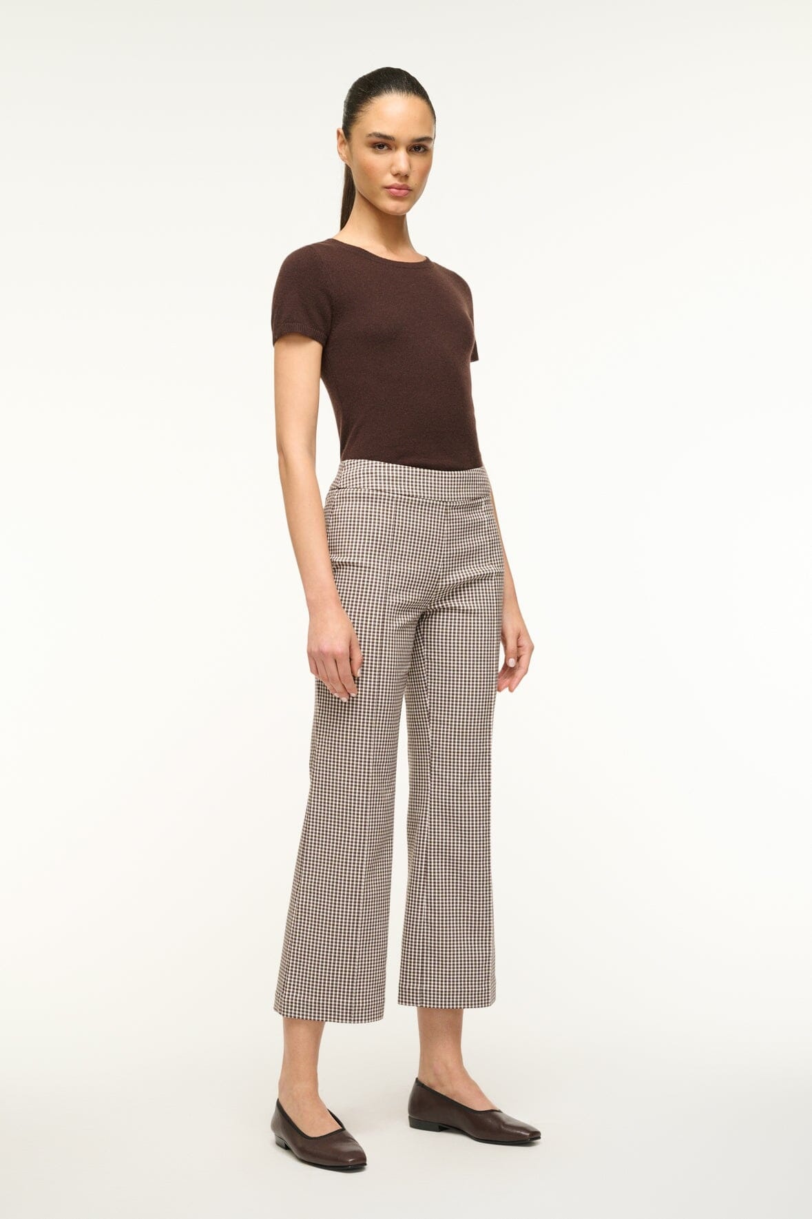 STAUD KNACK PANT DARK CHOCOLATE MICRO CHECK - 4