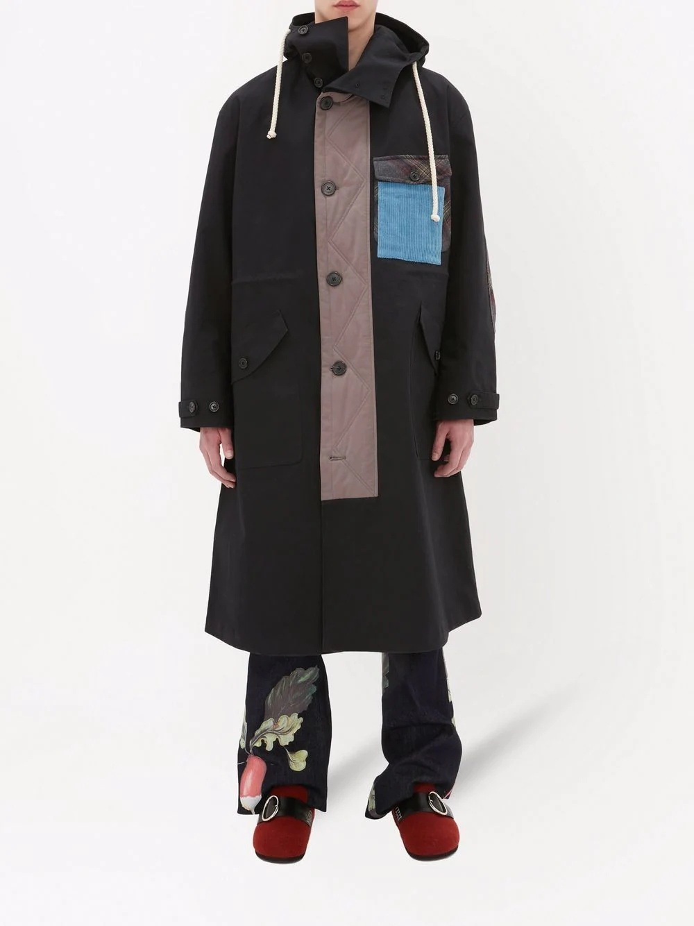 patch-detail long parka coat - 2