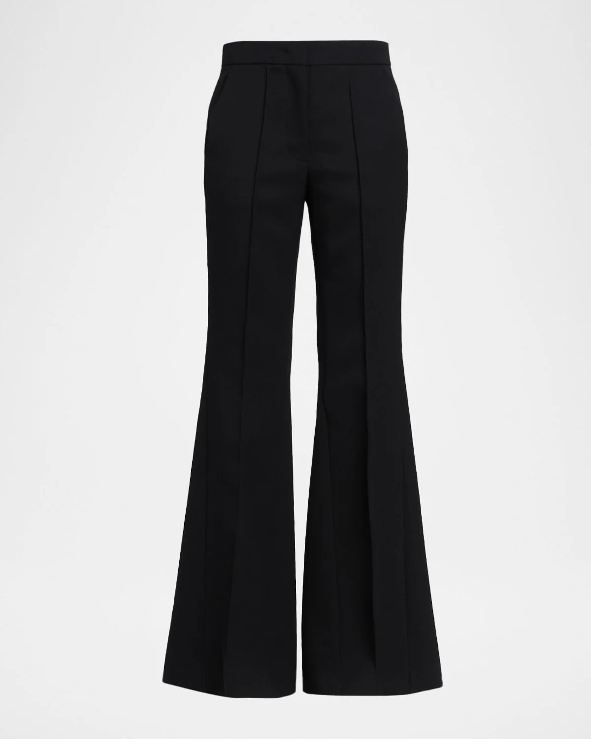 Pintuck Wool Tailored Flared Trousers - 1
