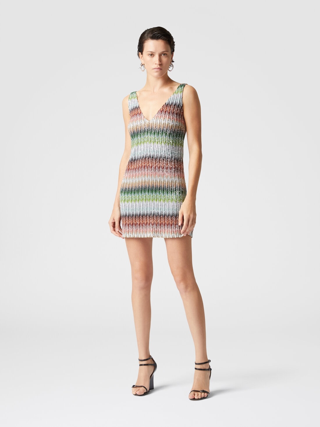 Short dress in gradient zig zag knit with sequins - 2