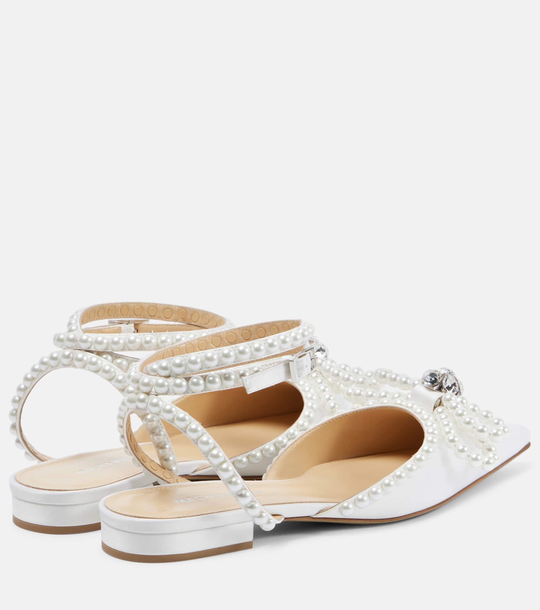Double Bow embellished satin ballet flats - 2