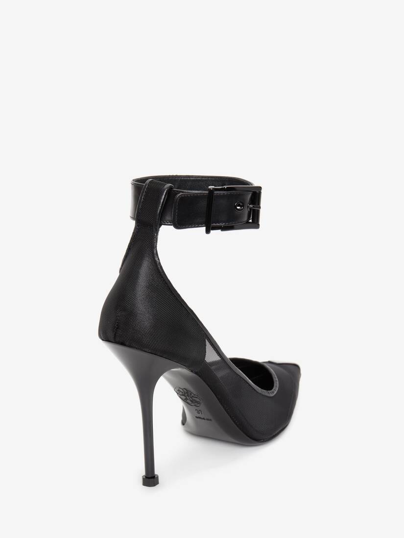 Women's Punk Ankle Strap Pump in Black - 3