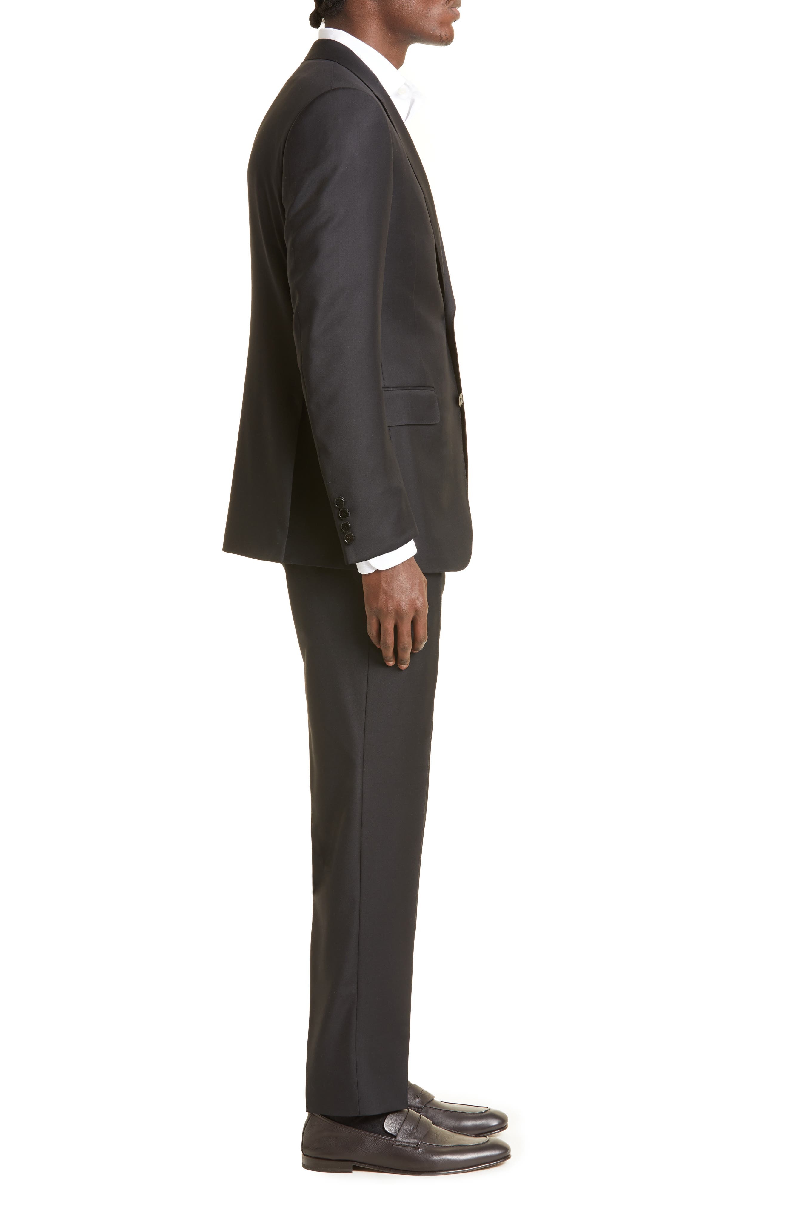 Trofeo Solid Black Wool Suit - 3
