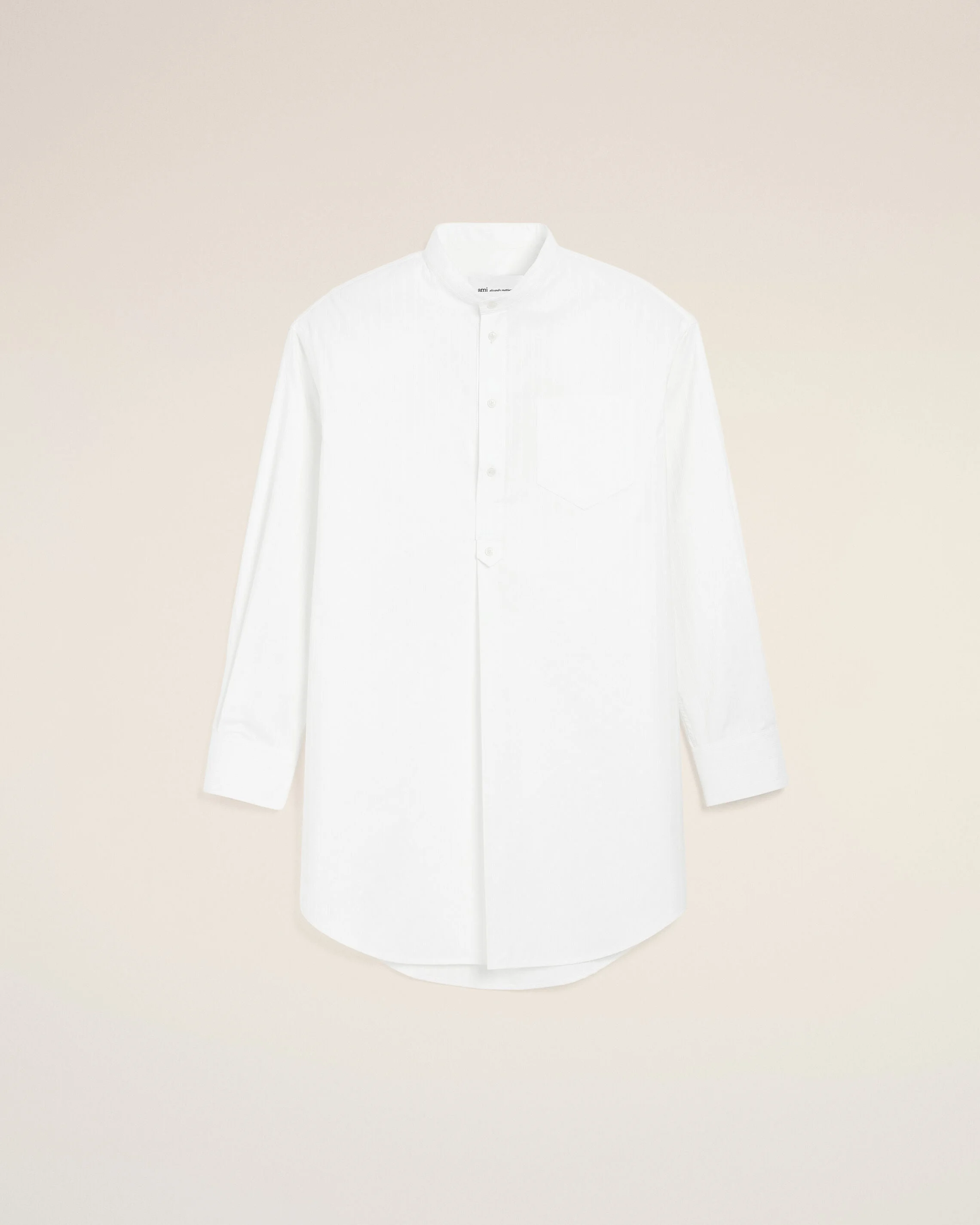 WHITE COTTON MAO COLLAR TUNIC DRESS - 1