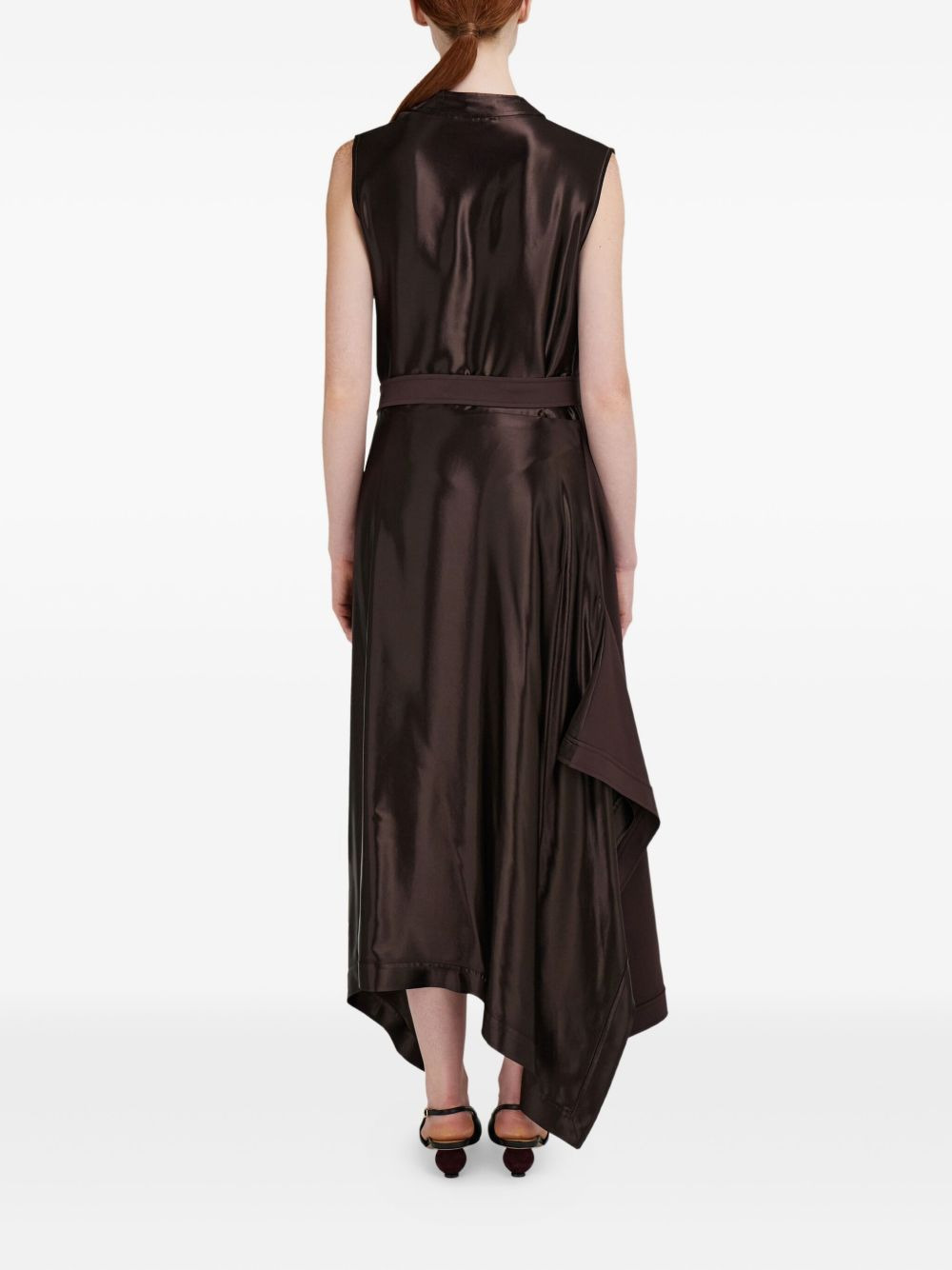 cowl-neck satin-panel dress - 3